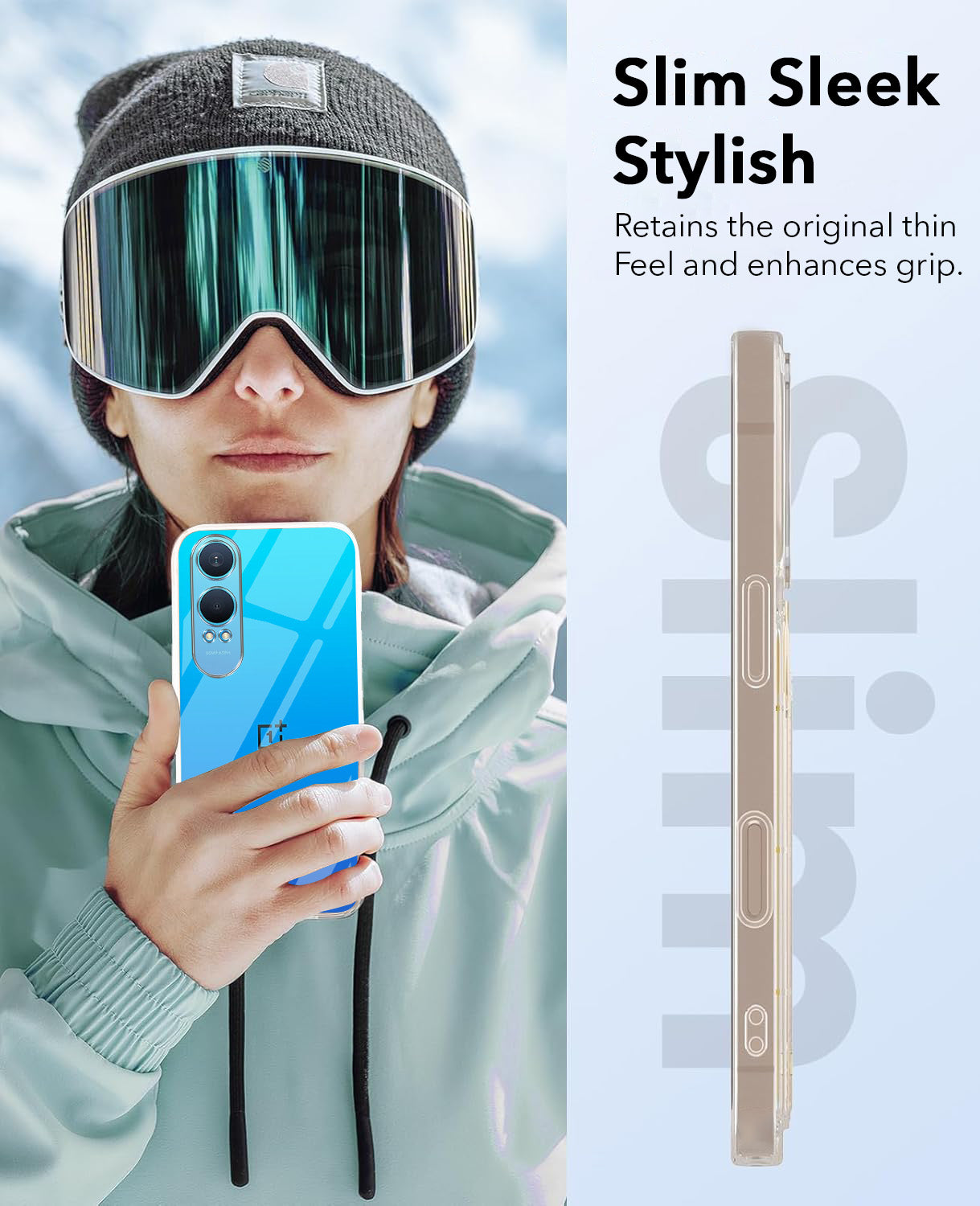 For OnePlus Nord CE 4 Lite Combo with Back Cover and 9H Tempered Glass (Lifetime Anti-Yellow | Sleek Hard Crystal | Oleophobic Coating Screen Glass)