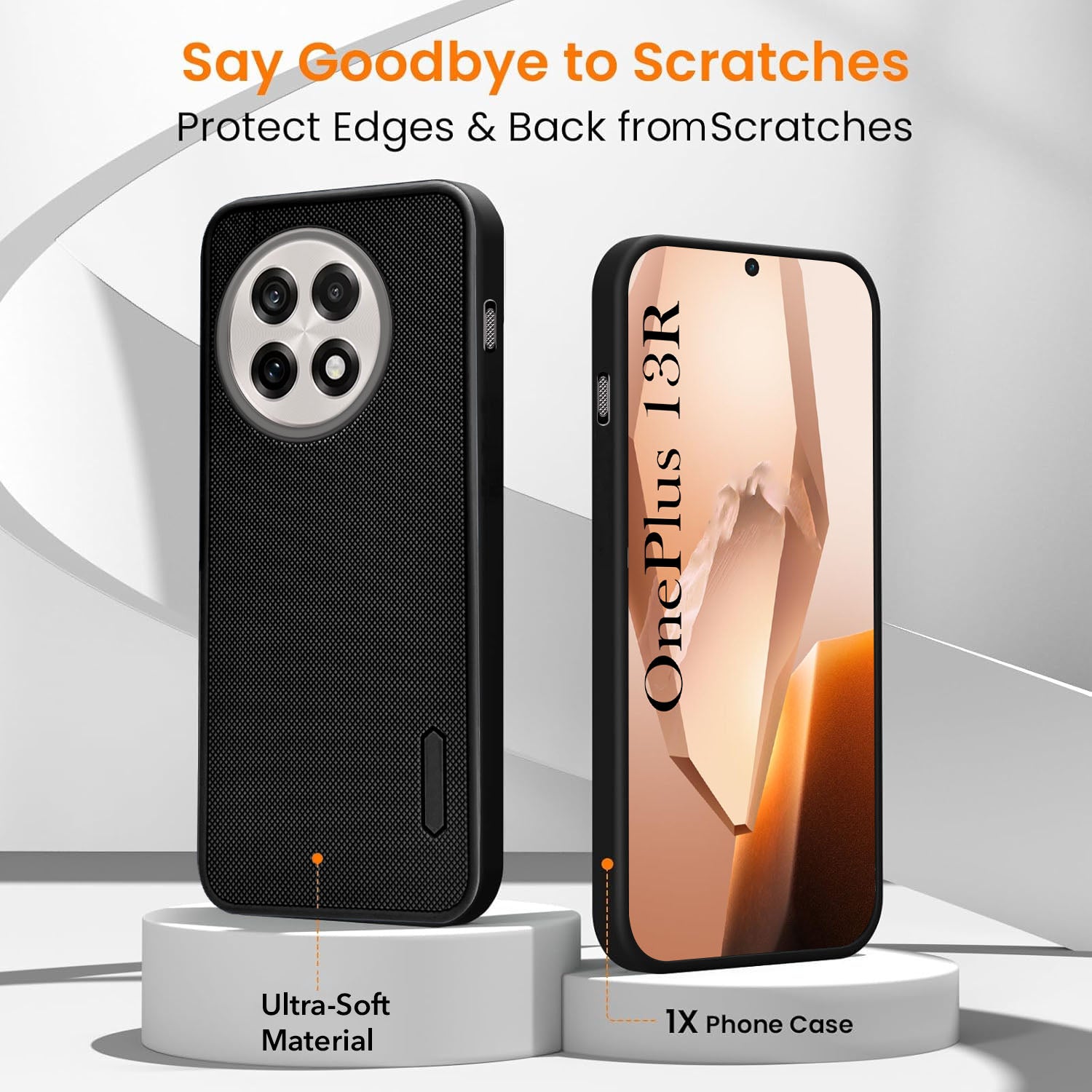 For OnePlus 13R Combo (Textured Grip Design | Micro-Fiber Cloth Inside | Oleophobic Coating Screen Glass)