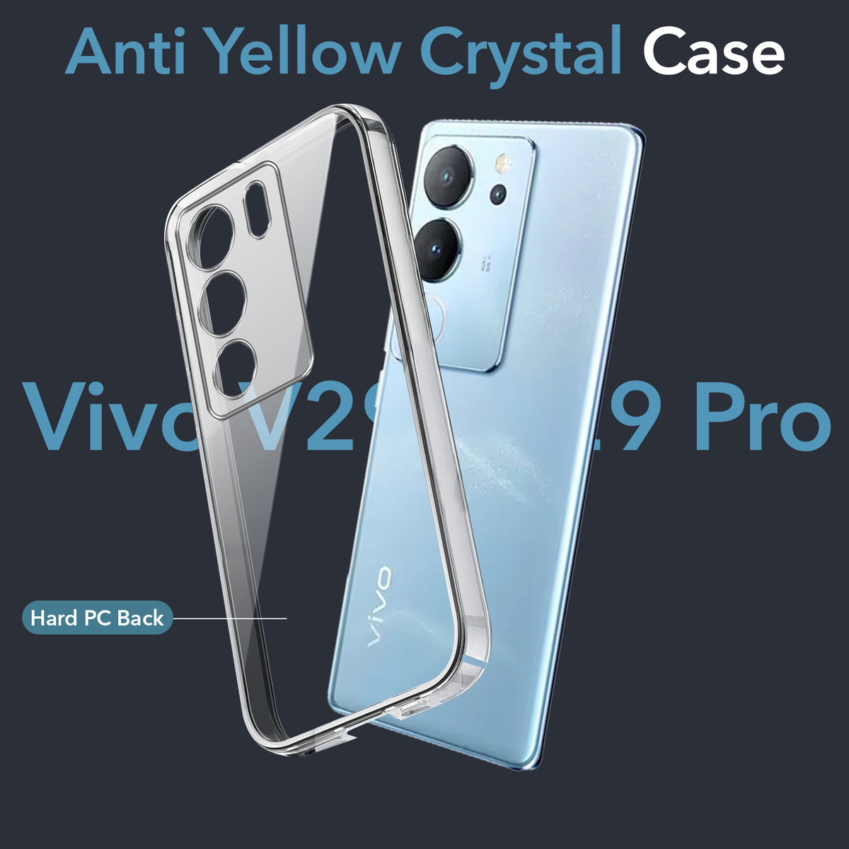 For Vivo V29 | Vivo V29 Pro 5G Back Cover Case Lifetime Anti-Yellow Clear (Sleek Hard Crystal | Shockproof and Camera Protection)