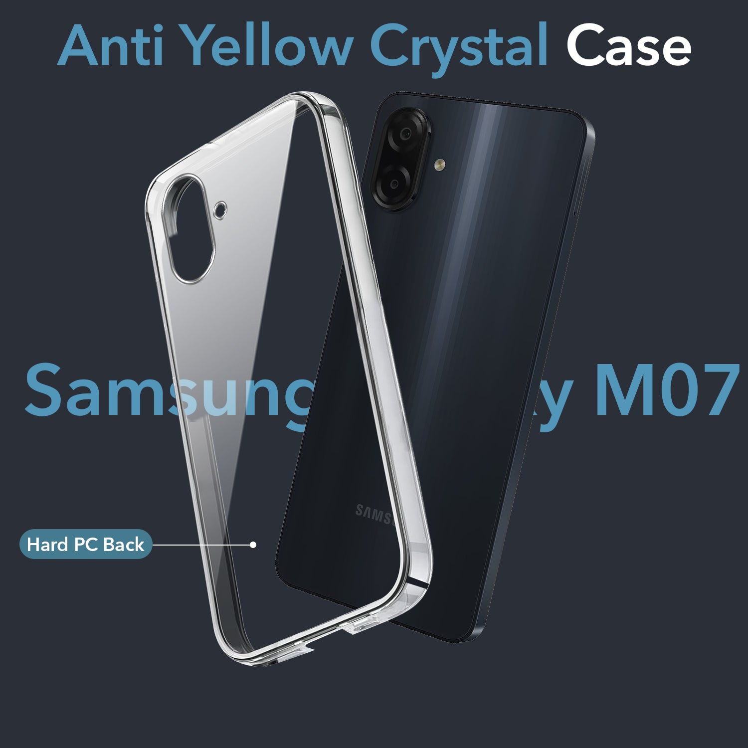 For Samsung Galaxy M07 | Samsung Galaxy F07 Back Cover Case Lifetime Anti-Yellow Clear (Sleek Hard Crystal | Shockproof and Camera Protection)