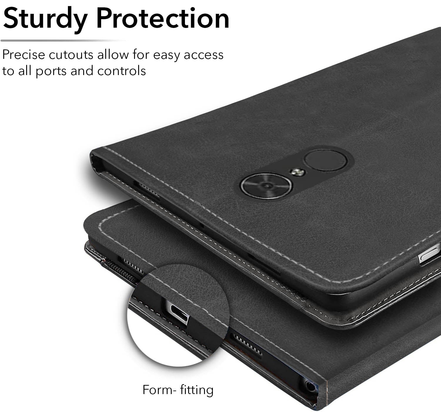 For Flip Cover Folio Case Lenovo Tab V7 (PB-6505M, PB-6505MC) 8 Inch (PU Leather | Multi-Angle Smart Stand | Card Storage Slots | Silicone Back Pouch)