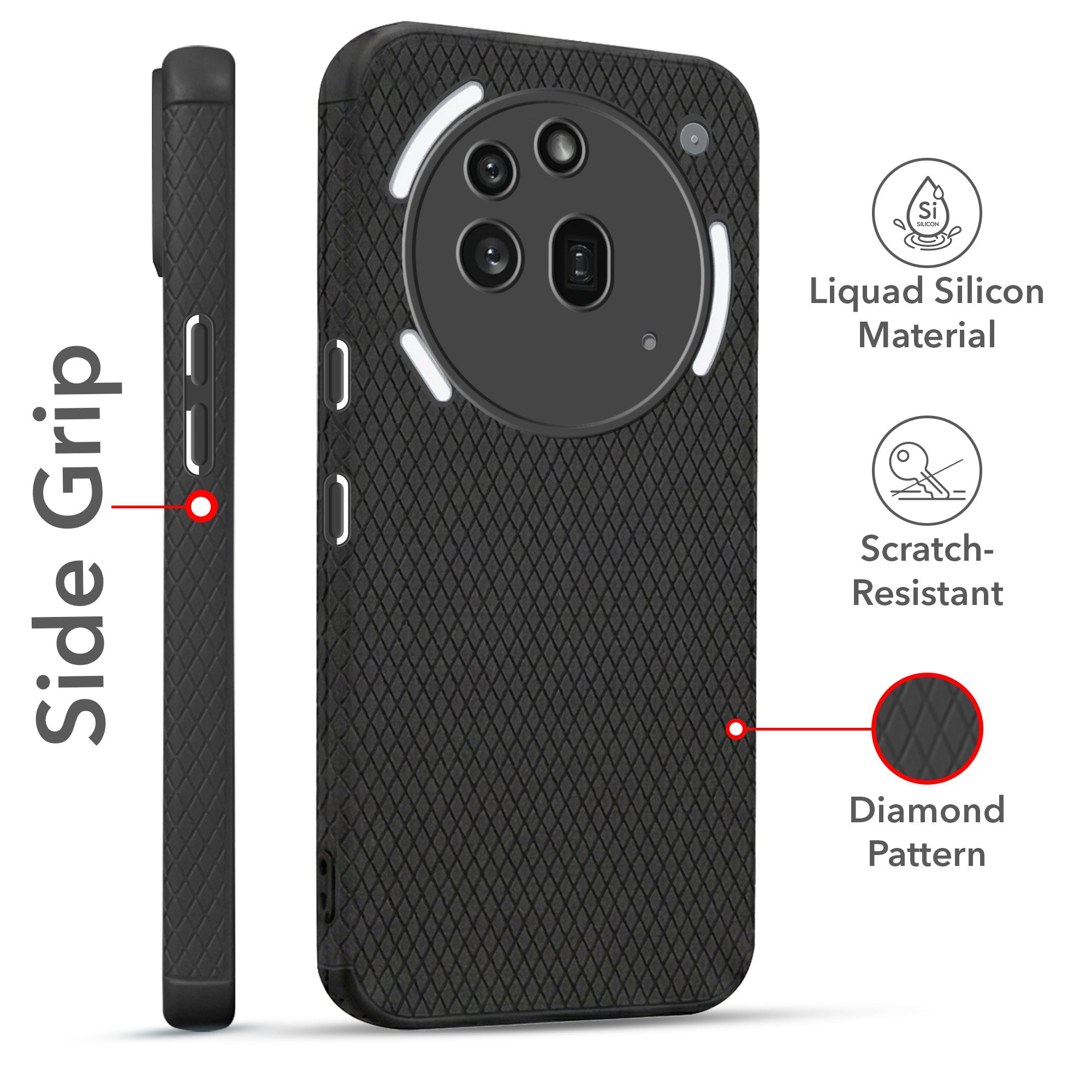 For Nothing Phone 3A Pro 5G Combo with Back Cover and 9H Tempered Glass (Liquid Silicone | Camera Protection | Oleophobic Coating Screen Glass)