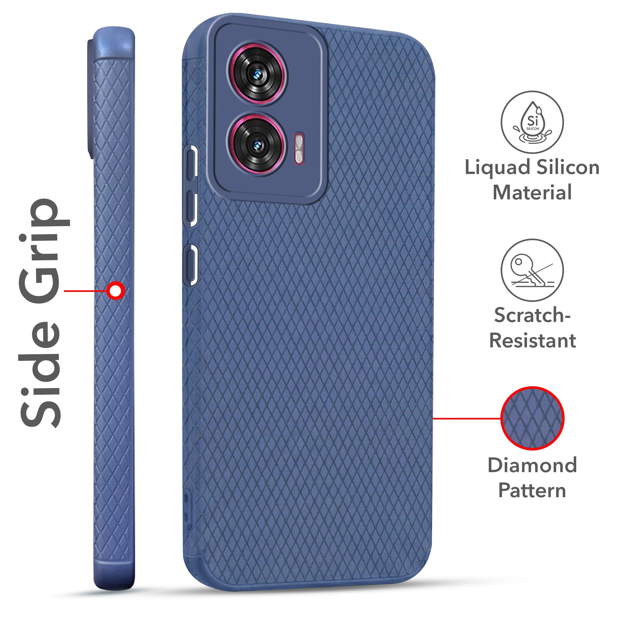 For Motorola Moto Edge 50 Fusion Combo with Back Cover and 9H Tempered Glass (Liquid Silicone | Camera Protection | Oleophobic Coating Screen Glass)