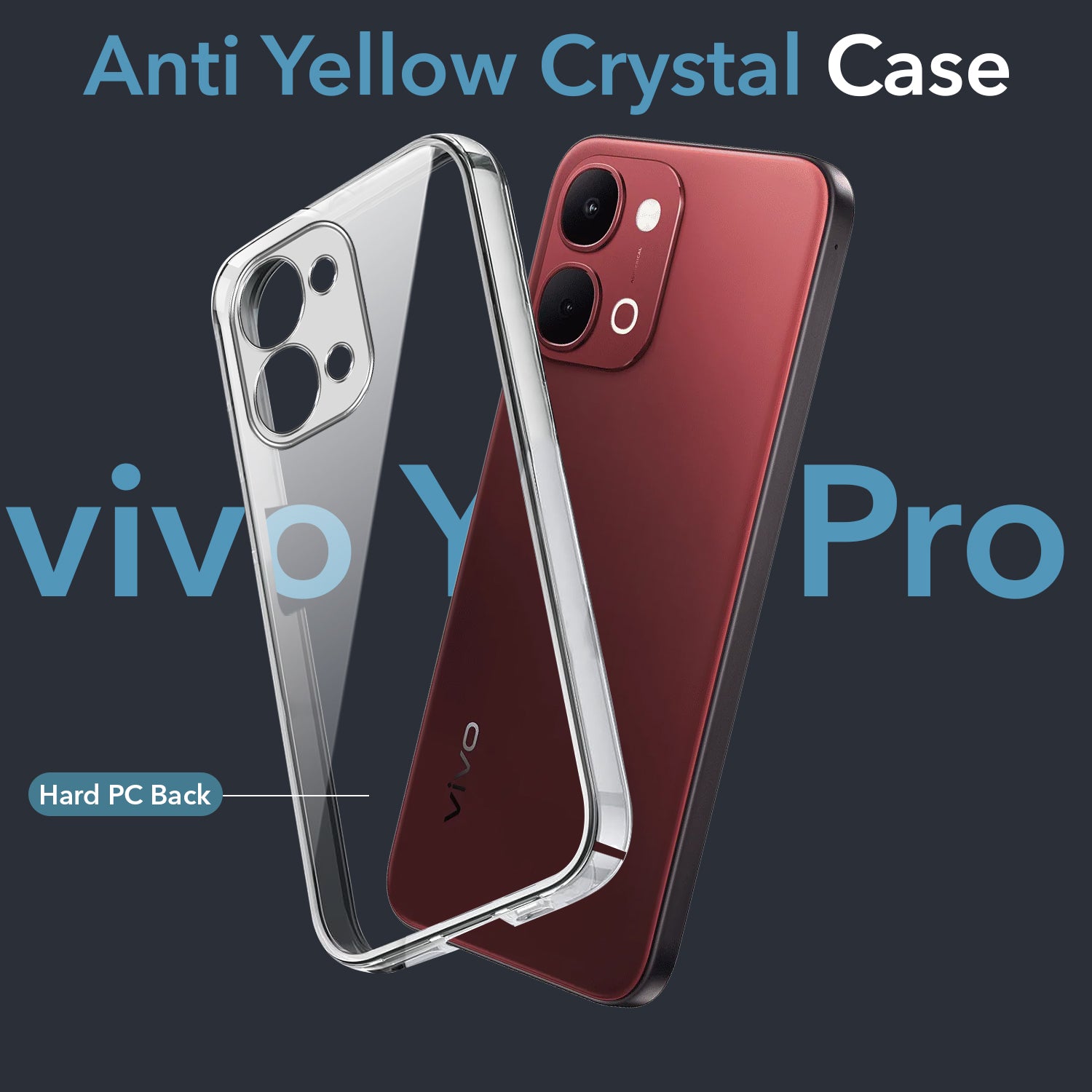 For Vivo Y51 Pro 5G | Vivo T5x Back Cover Case Lifetime Anti-Yellow Clear (Sleek Hard Crystal | Shockproof and Camera Protection)