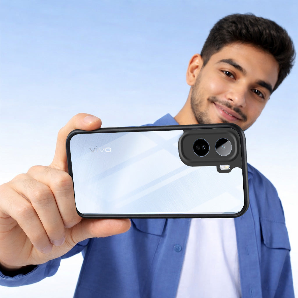 For Vivo T5 Pro 5G Combo with Back Cover and 9H Tempered Glass (Lifetime Anti-Yellow | Crystal Clear Shockproof | Oleophobic Coating Screen Glass)