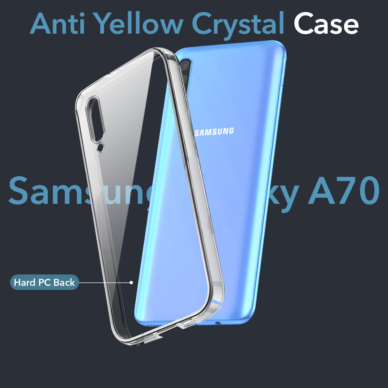 For Samsung Galaxy A70 | A70s Back Cover Case Lifetime Anti-Yellow Clear (Sleek Hard Crystal | Shockproof and Camera Protection)