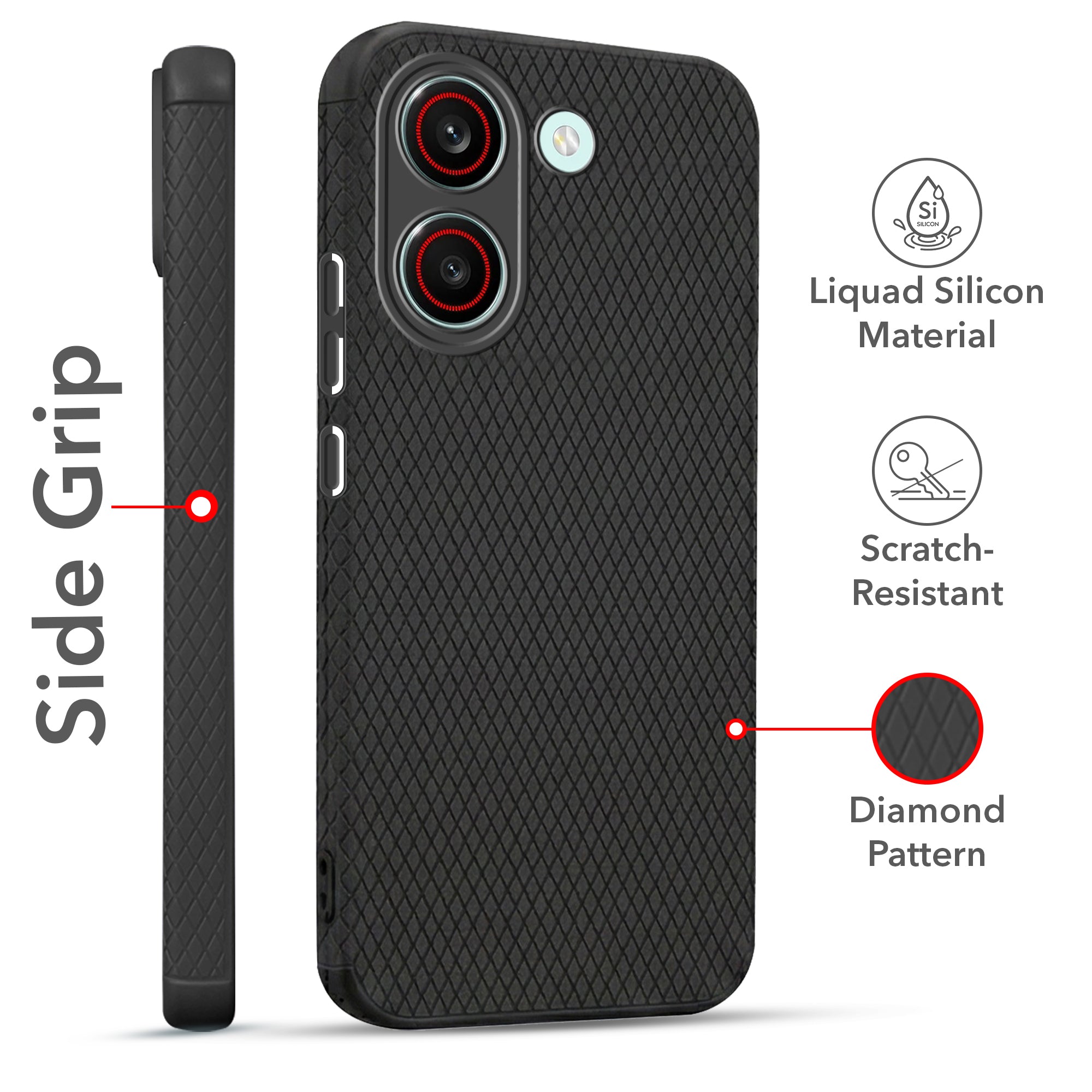 For Redmi Turbo 5 Combo with Back Cover and 9H Tempered Glass (Liquid Silicone | Camera Protection | Oleophobic Coating Screen Glass)