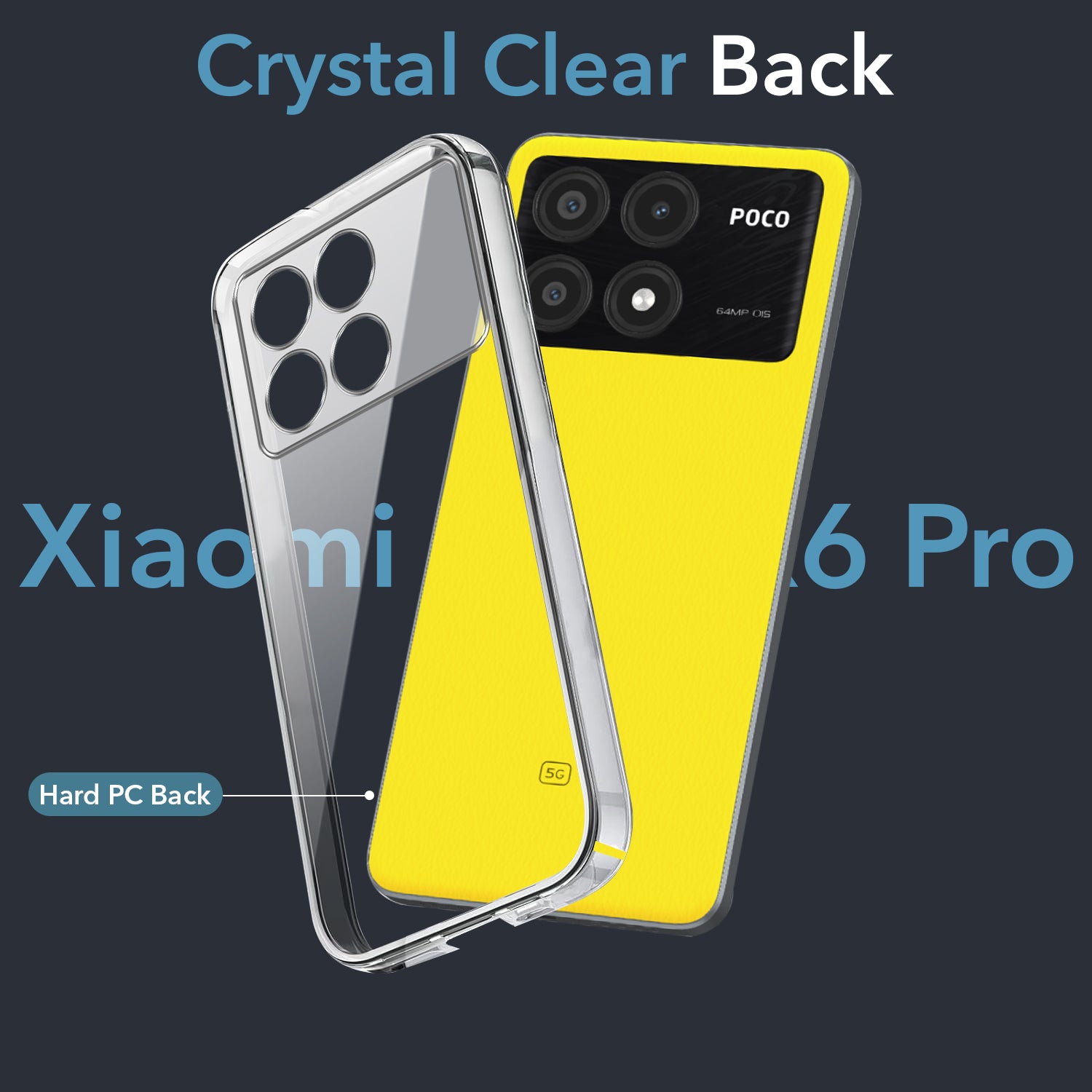 For Poco X6 Pro 5G Back Cover Case  (Hard Anti Yellow Clear Case | Drop & Camera Protection | Shockproof Polycarbonate)