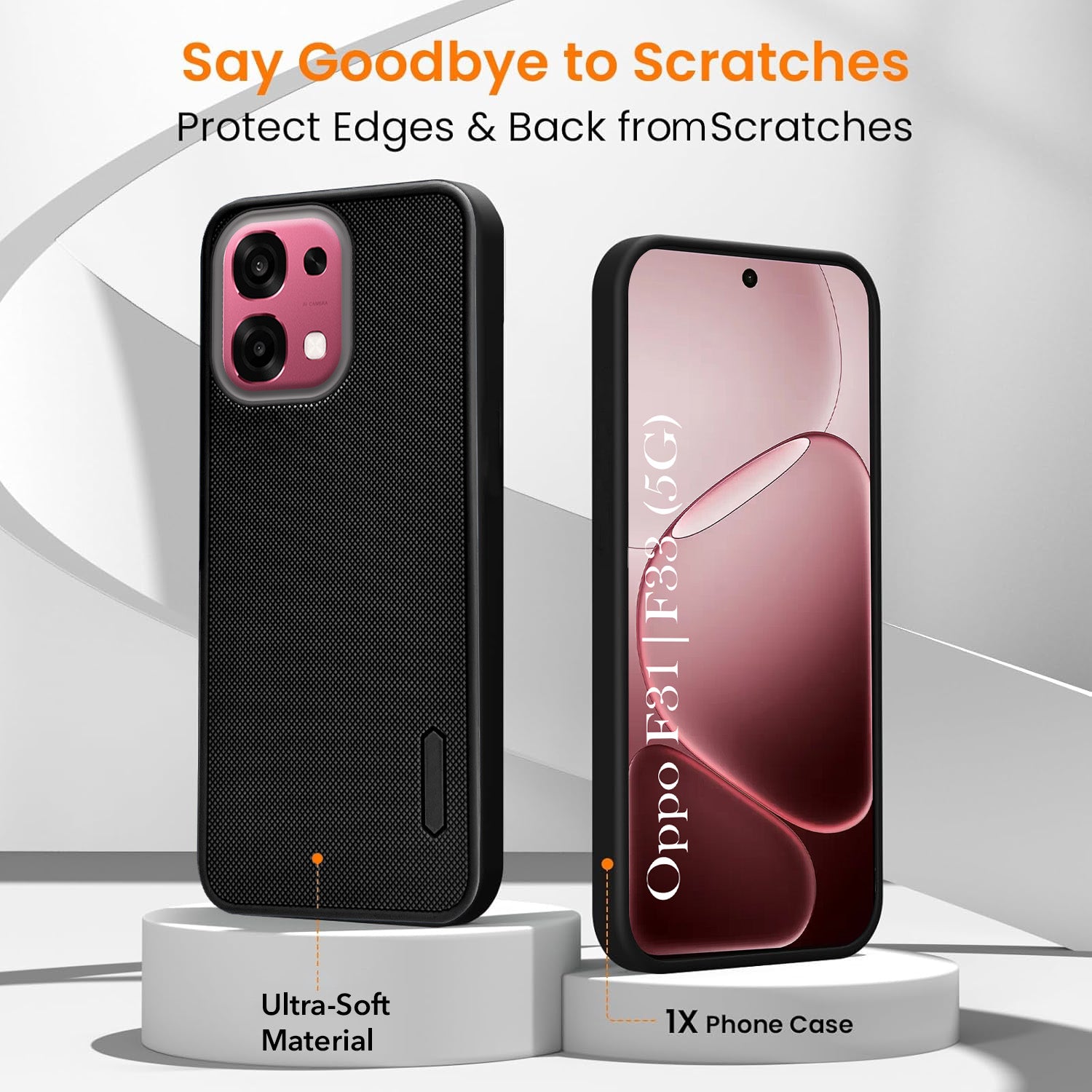 For Oppo F31 5G | Oppo F33 5G Combo with Back Cover and 9H Tempered Glass (Textured Grip Design | Micro-Fiber Cloth Inside | Oleophobic Coating Screen Glass)