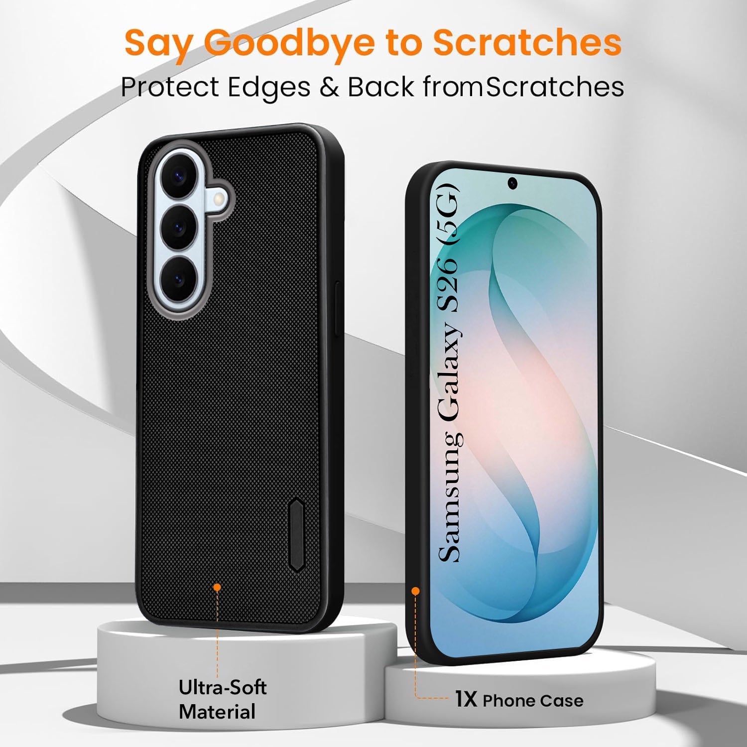 For Samsung Galaxy S26 5G Combo with Back Cover and 9H Tempered Glass (Textured Grip Design | Micro-Fiber Cloth Inside | Oleophobic Coating Screen Glass)