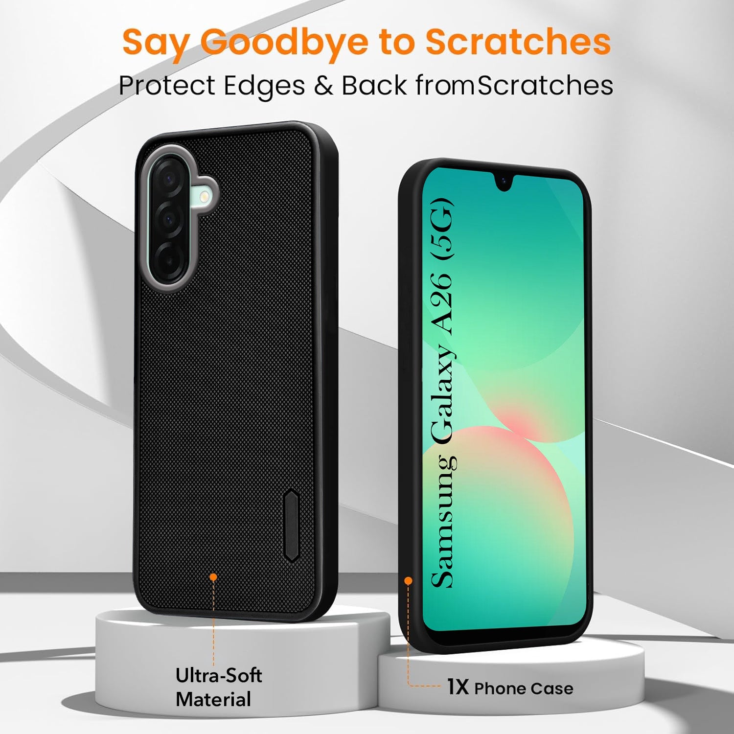 For Samsung Galaxy A26 5G Combo (Textured Grip Design | Micro-Fiber Cloth Inside | Oleophobic Coating Screen Glass)