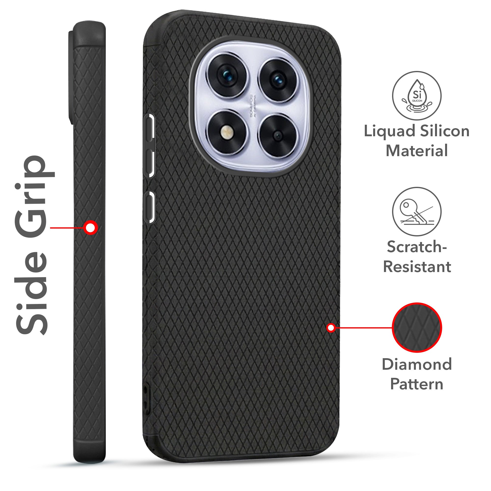 For Redmi Note 14 Pro Combo with Back Cover and 9H Tempered Glass (Liquid Silicone | Camera Protection | Oleophobic Coating Screen Glass)