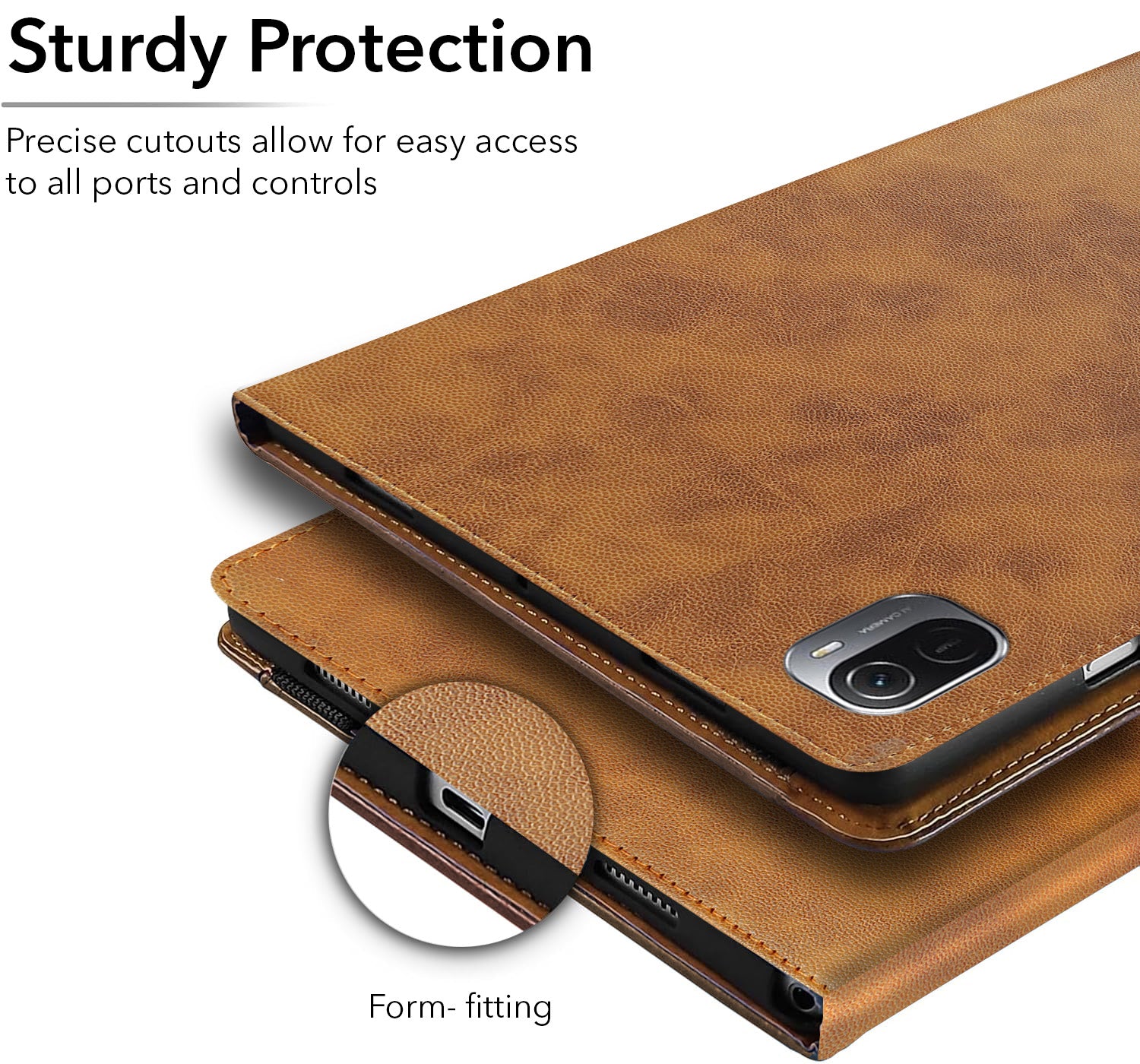 For Xiaomi Pad 5 11 Inch 21051182G/21051182C Flip Cover Folio Cover (PU Leather | Multi-Angle Smart Stand | Card Storage Slots | Silicone Back Pouch)