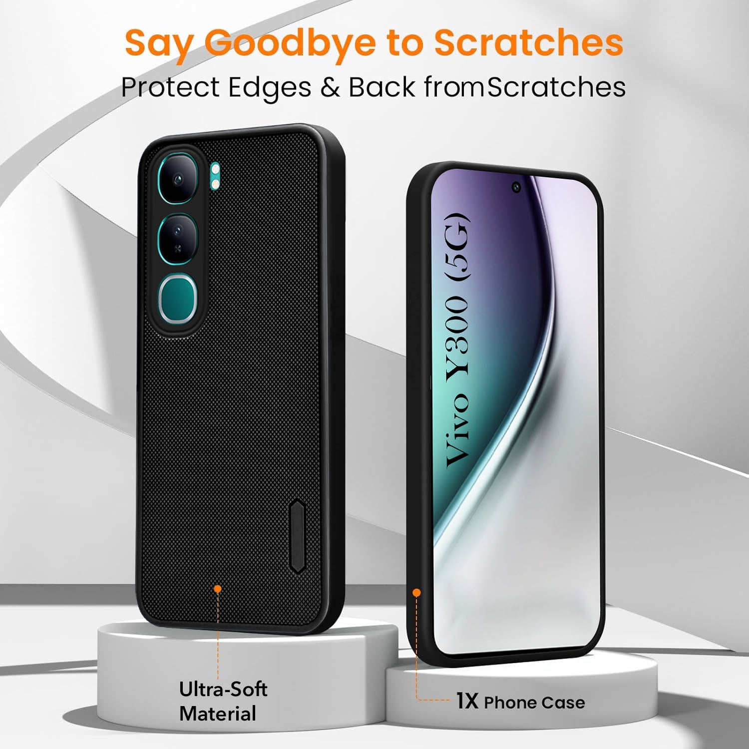 For Vivo Y300 Combo (Textured Grip Design | Micro-Fiber Cloth Inside | Oleophobic Coating Screen Glass)