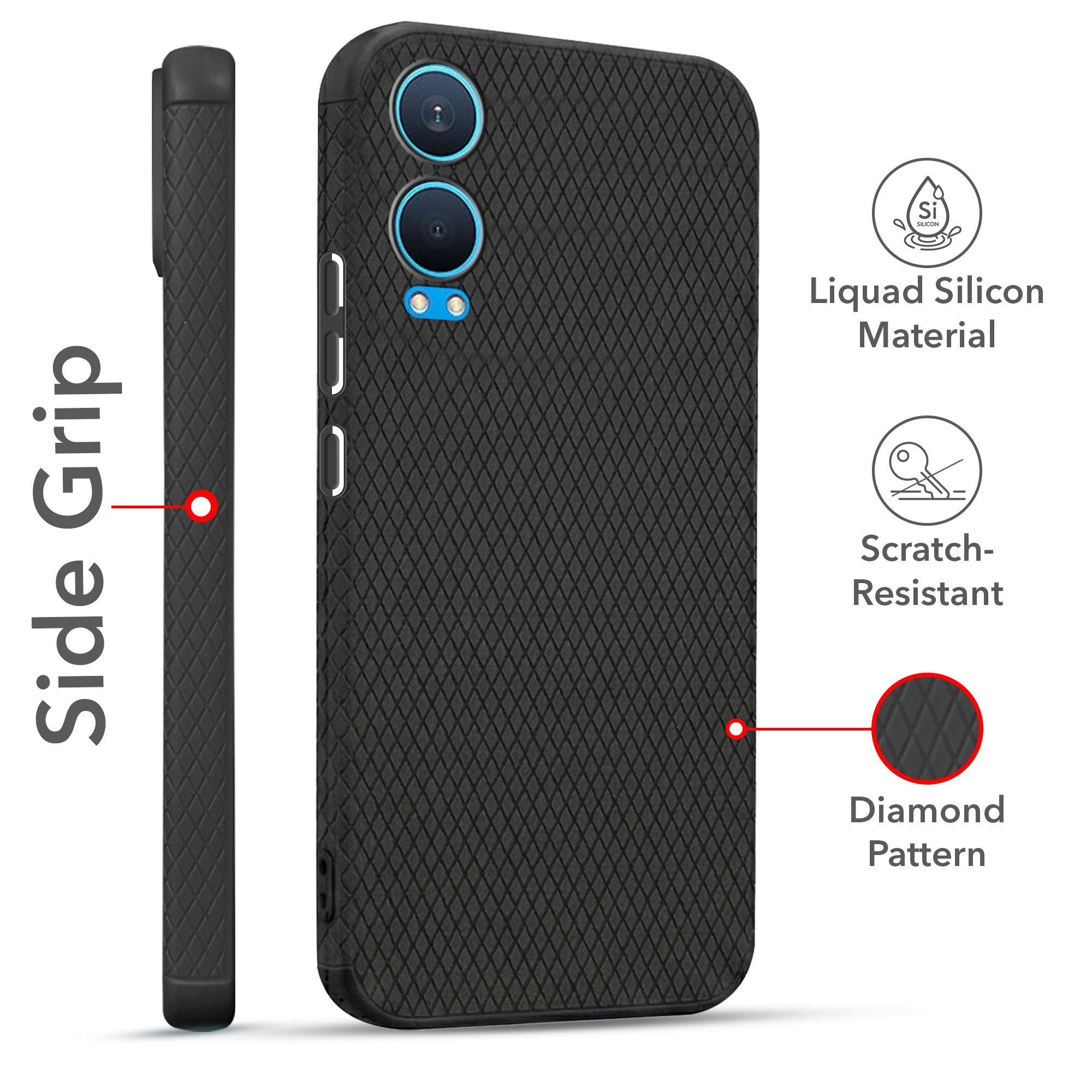 For OnePlus Nord CE 4 Lite Combo with Back Cover and 9H Tempered Glass (Liquid Silicone | Camera Protection | Oleophobic Coating Screen Glass)