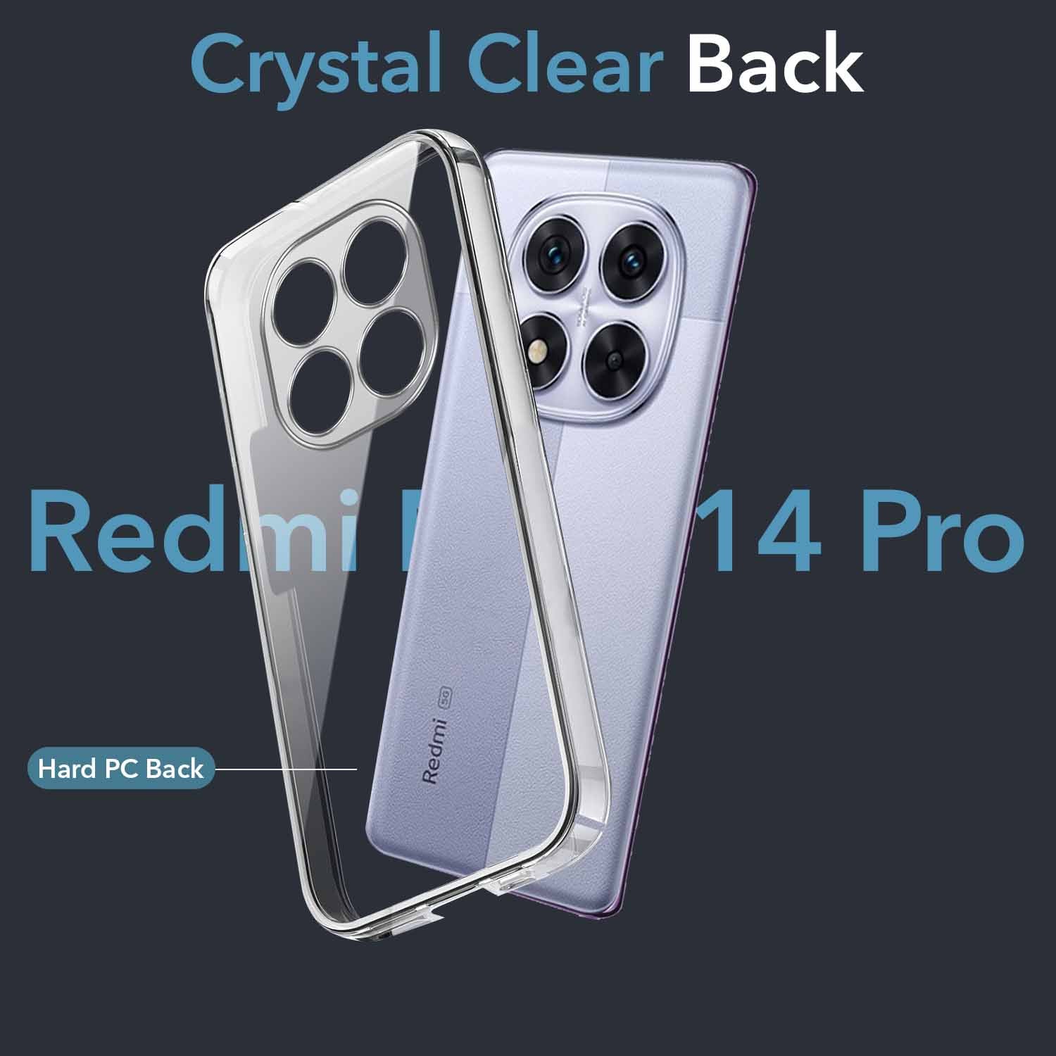 For Redmi Note 14 Pro Back Cover Case (Hard Anti Yellow Clear Case | Sleek Hard Crystal Clear | Drop & Camera Protection | Shockproof Polycarbonate)