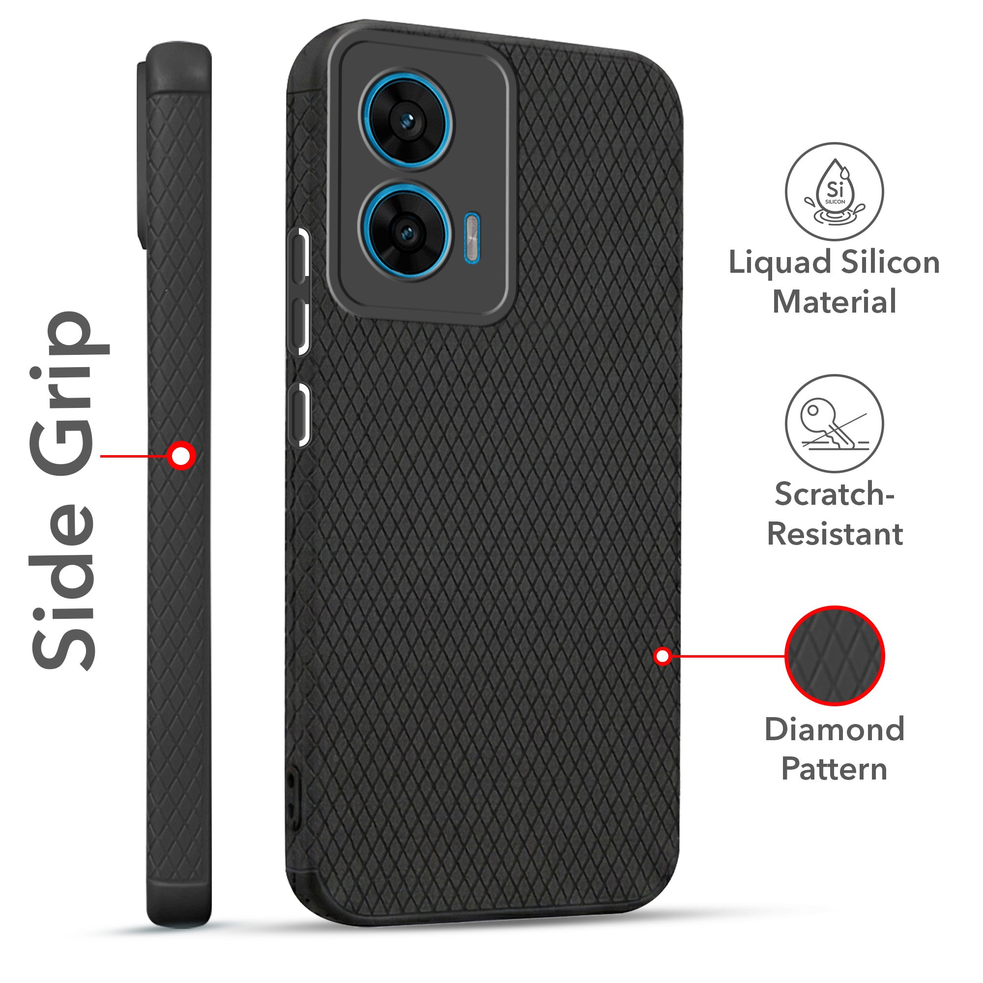 For Motorola Moto G96 Combo with Back Cover and 9H Tempered Glass (Liquid Silicone | Camera Protection | Oleophobic Coating Screen Glass)