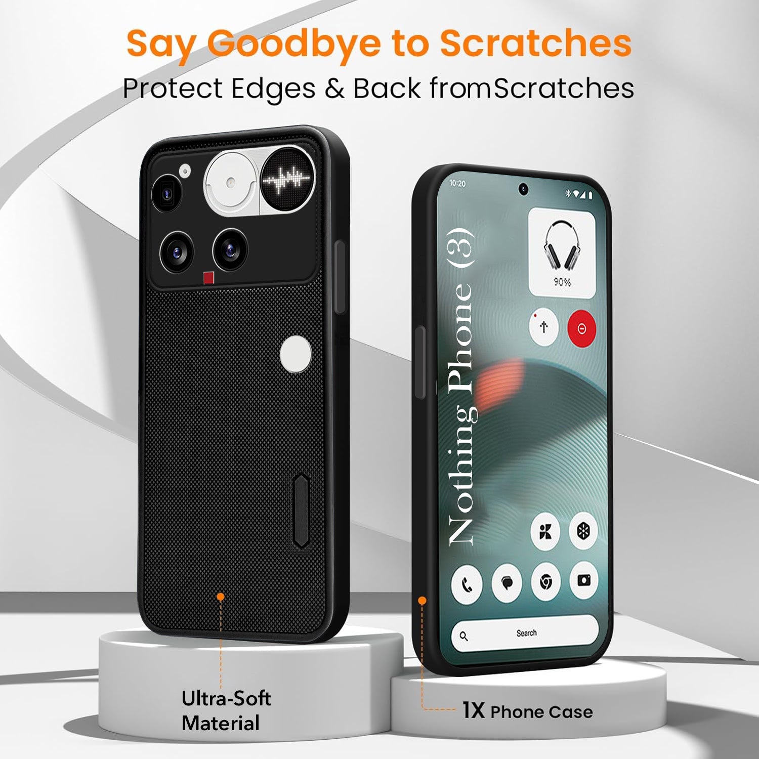 For Nothing Phone 3 Combo (Textured Grip Design | Micro-Fiber Cloth Inside | Oleophobic Coating Screen Glass)