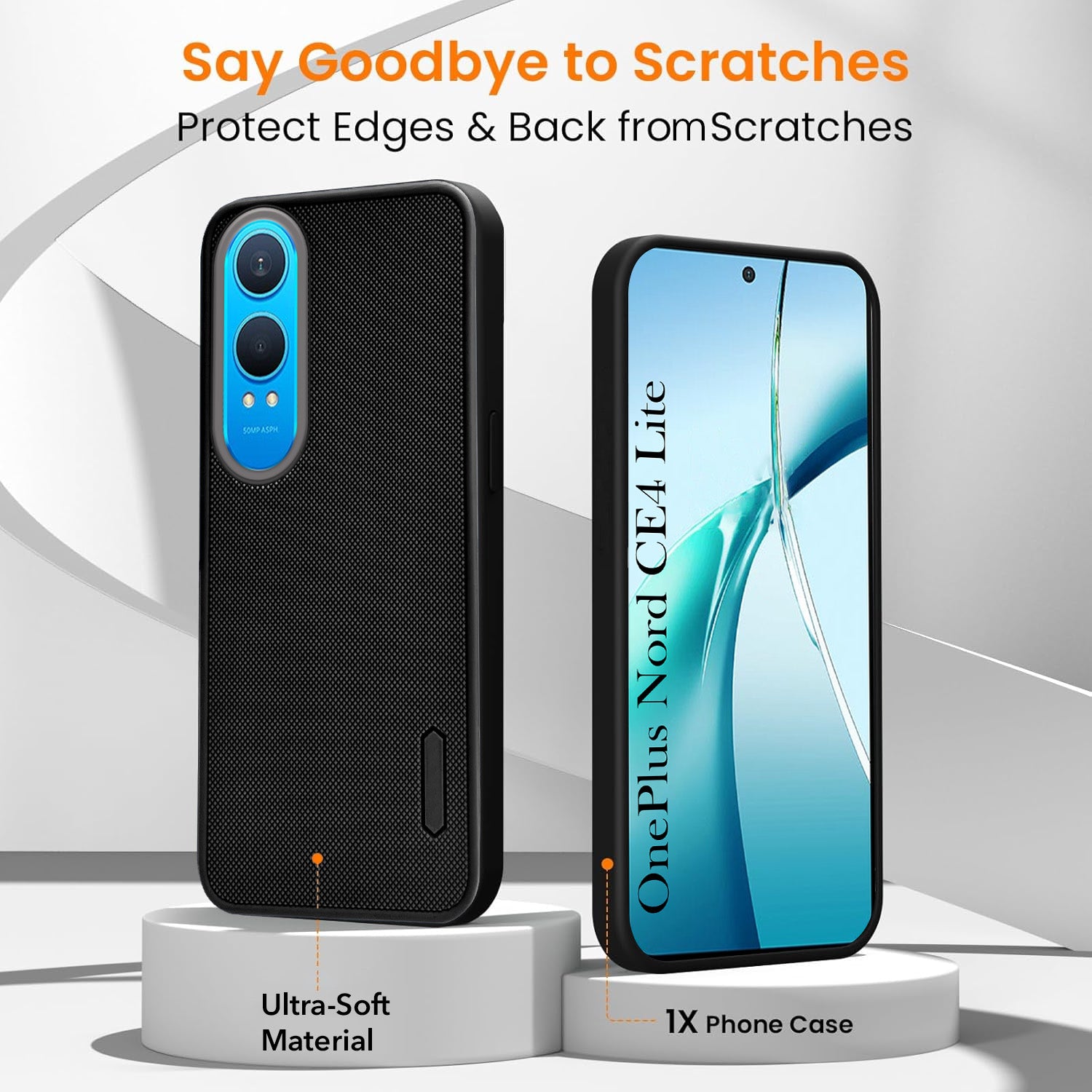 For OnePlus Nord CE 4 Lite Combo (Textured Grip Design | Micro-Fiber Cloth Inside | Oleophobic Coating Screen Glass)