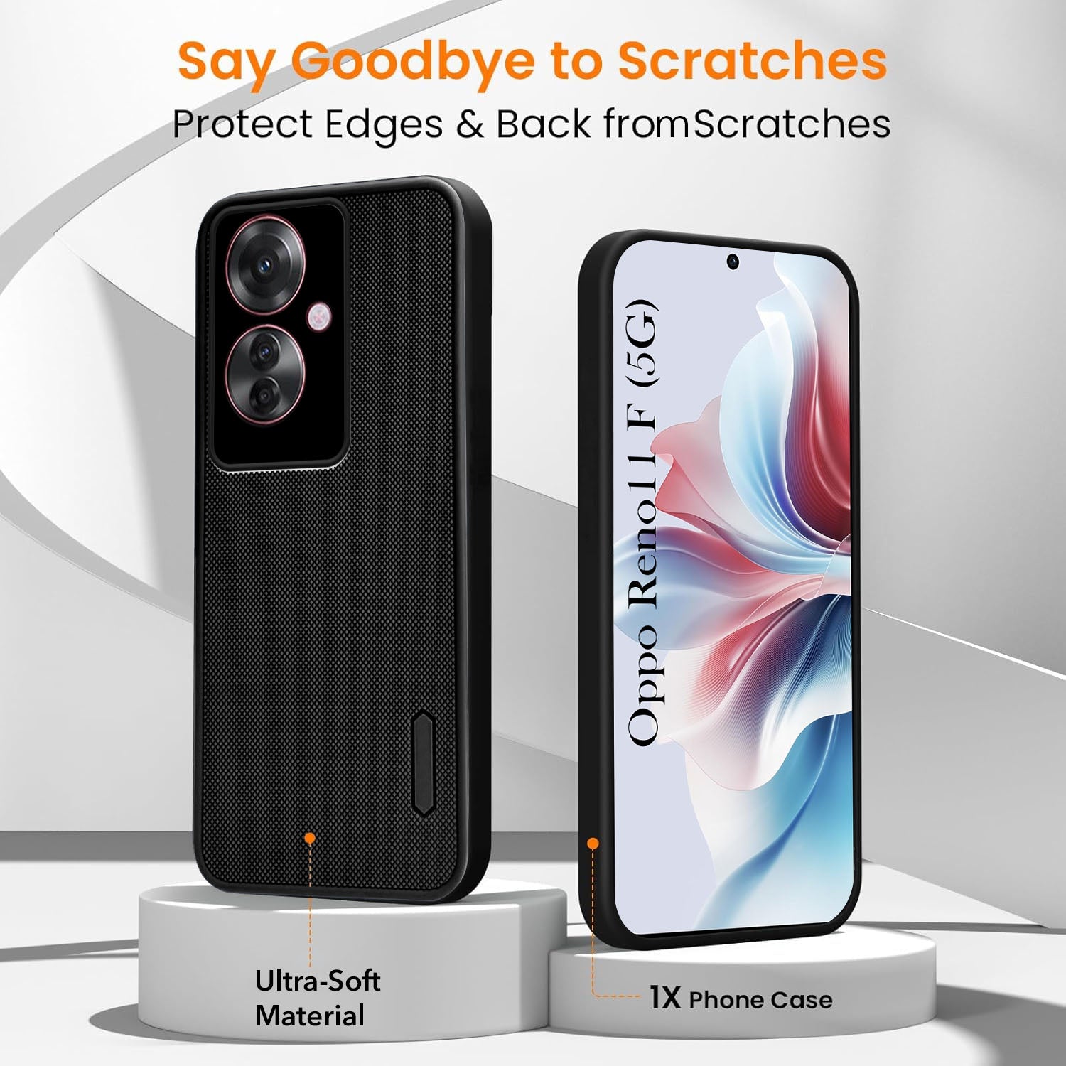 For Oppo Reno11 F 5G | Oppo Reno 11F 5G Combo with Back Cover and 9H Tempered Glass (Textured Grip Design | Micro-Fiber Cloth Inside | Oleophobic Coating Screen Glass)