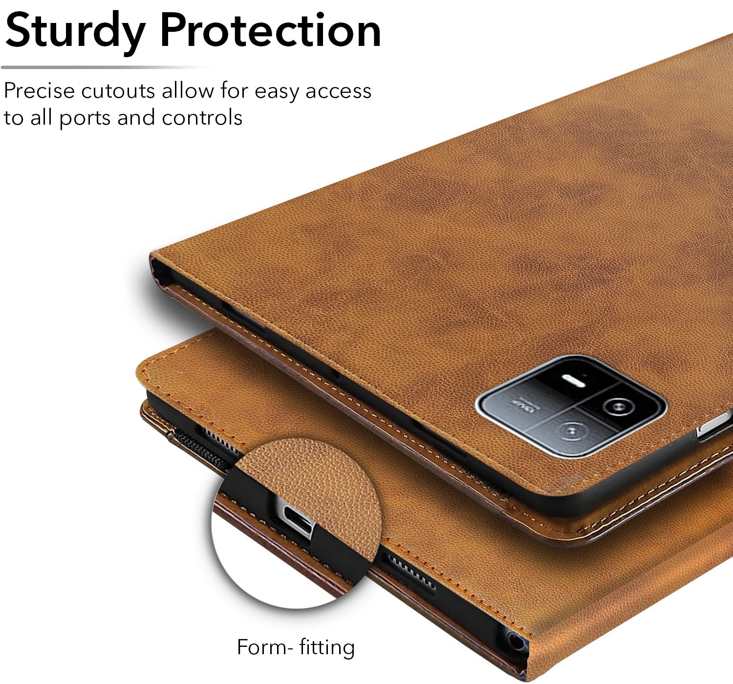 For Xiaomi Pad 6 11 Inch 23043RP34C/23043RP34G/23043RP34I Flip Cover Folio Cover(PU Leather | Multi-Angle Smart Stand | Card Storage Slots | Silicone Back Pouch)