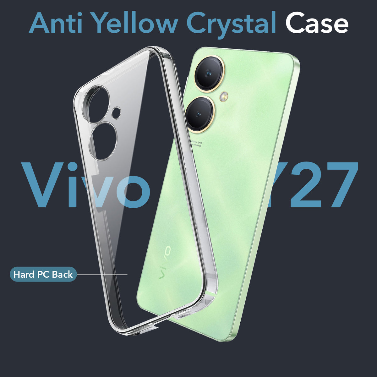For Vivo Y27 Back Cover Case Lifetime Anti-Yellow Clear (Sleek Hard Crystal | Shockproof and Camera Protection