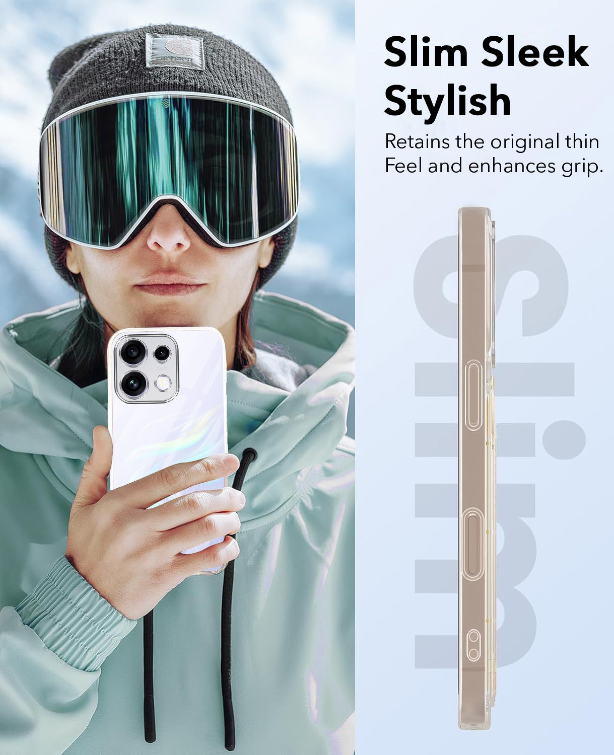 For Oppo Reno 16C 5G Combo with Back Cover and 9H Tempered Glass (Lifetime Anti-Yellow | Sleek Hard Crystal | Oleophobic Coating Screen Glass)