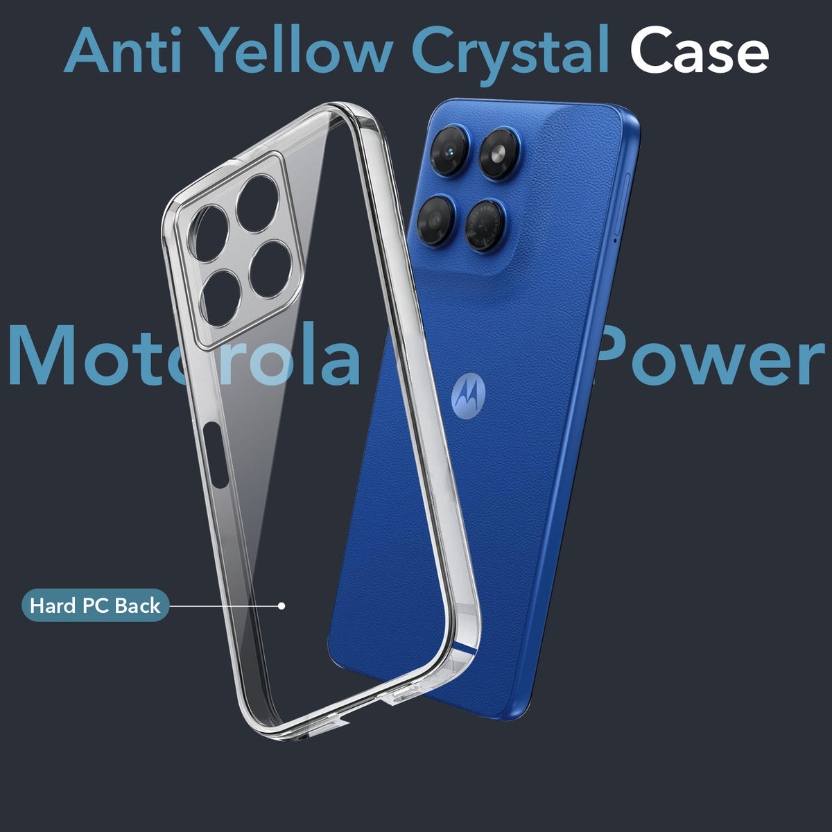 For Motorola Moto G37 Power Back Cover Case Lifetime Anti-Yellow Clear (Sleek Hard Crystal | Shockproof and Camera Protection)
