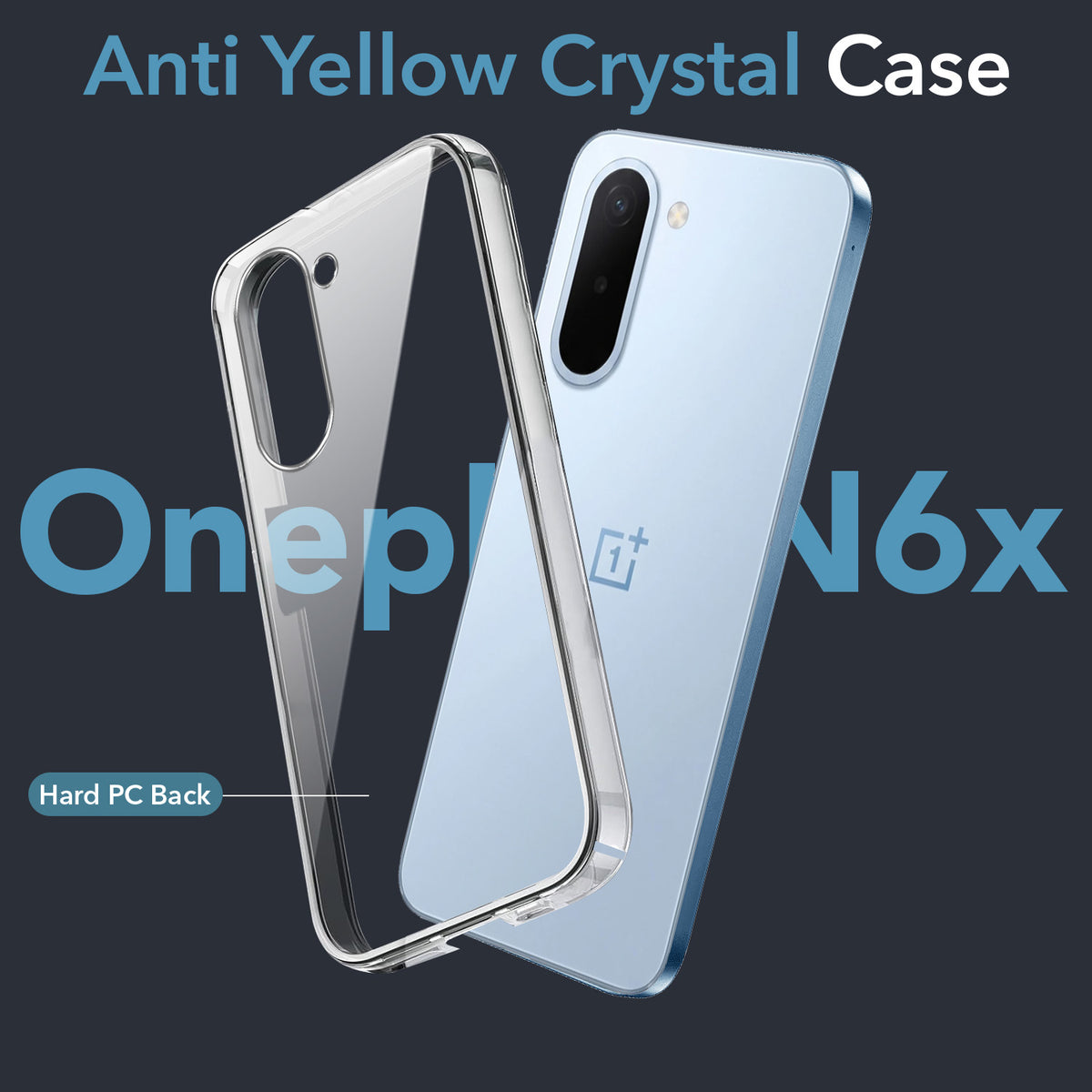 For OnePlus N6X Back Cover Case Lifetime Anti-Yellow Clear (Sleek Hard Crystal | Shockproof and Camera Protection)