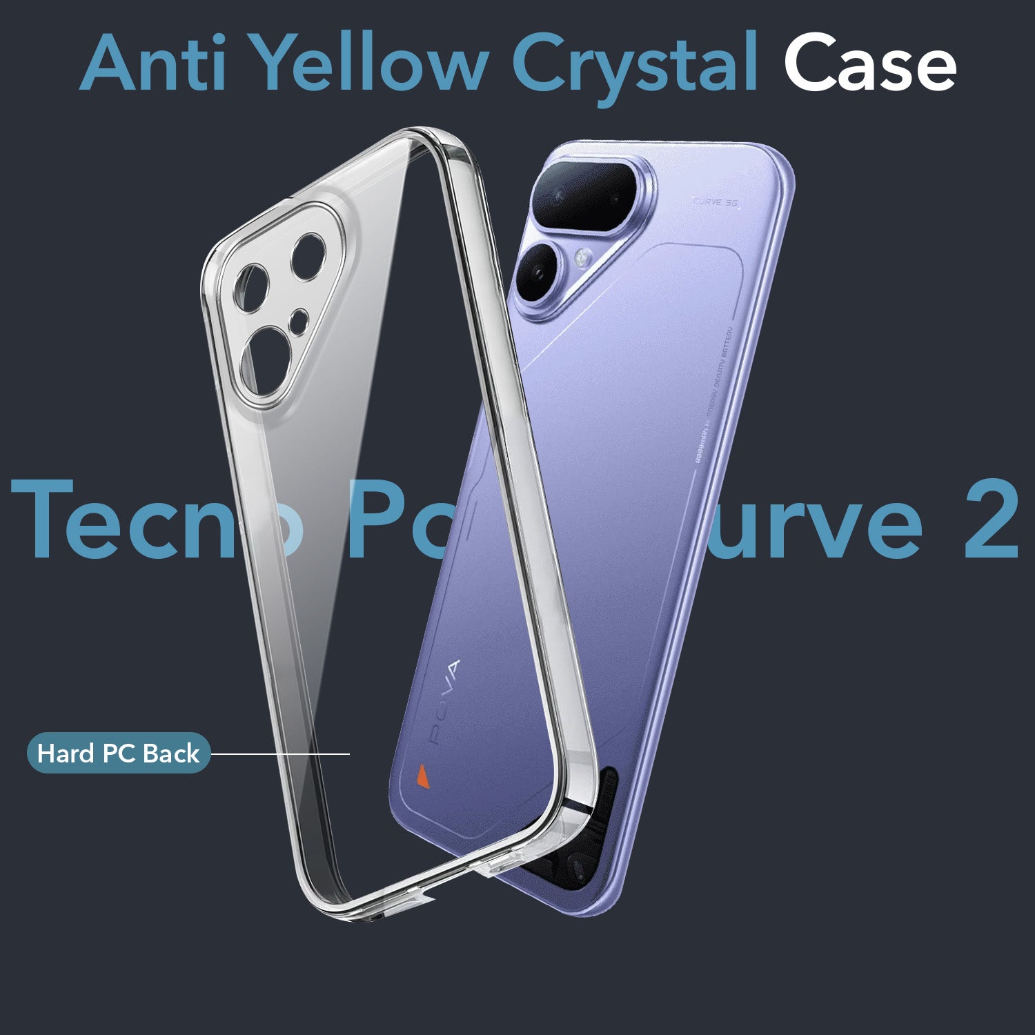 For Tecno Pova Curve 2 Back Cover Case Lifetime Anti-Yellow Clear (Sleek Hard Crystal | Shockproof and Camera Protection)