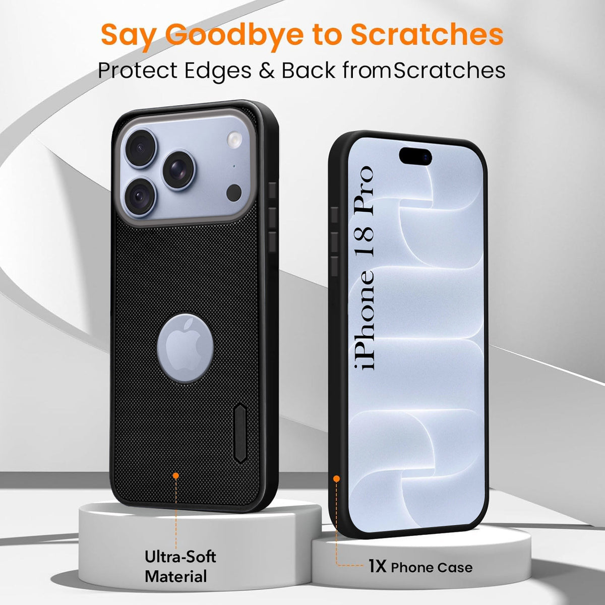 For Apple iPhone 18 Pro Combo with Back Cover and 9H Tempered Glass (Textured Grip Design | Micro-Fiber Cloth Inside | Oleophobic Coating Screen Glass)