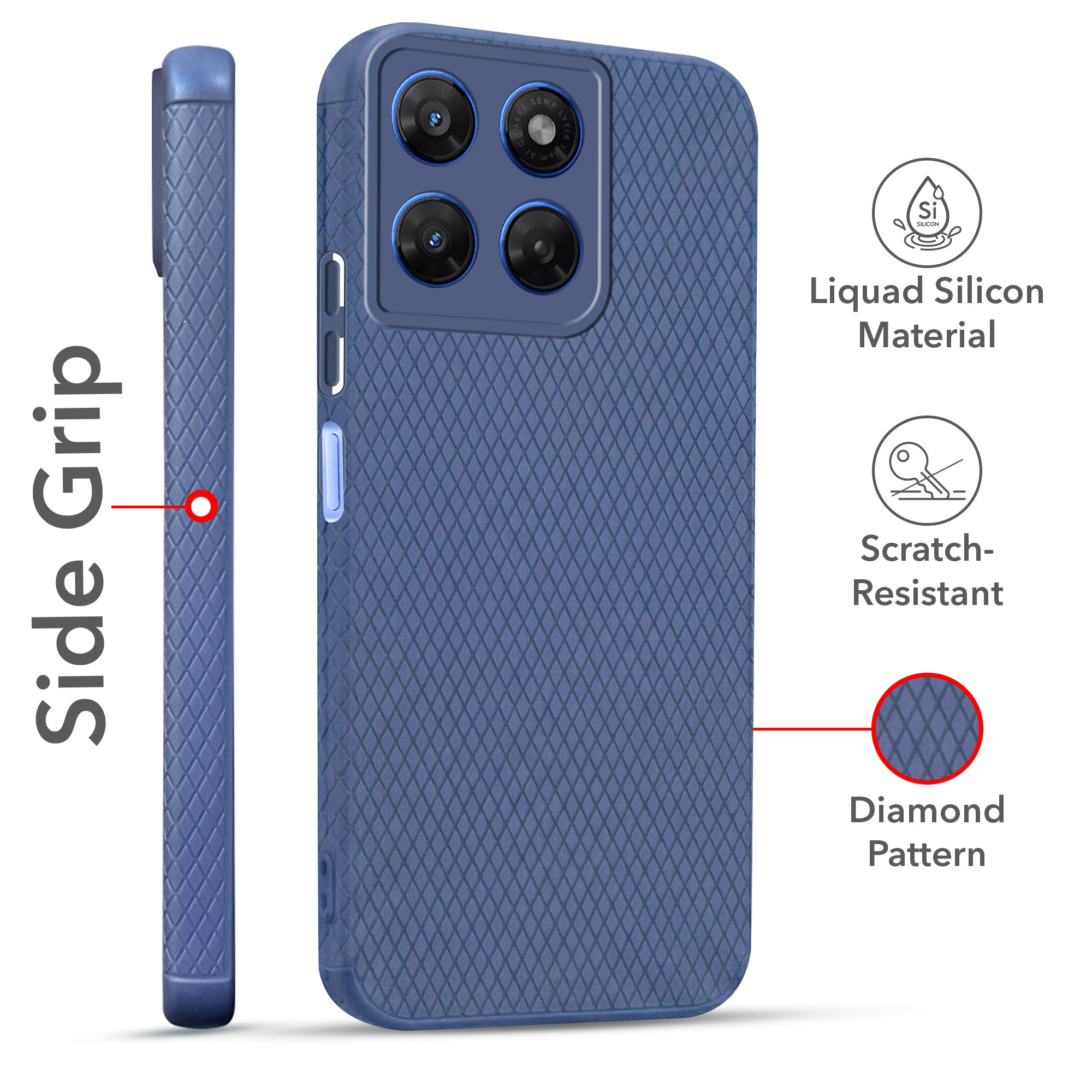 For Motorola Moto G37 Combo with Back Cover and 9H Tempered Glass (Liquid Silicone | Camera Protection | Oleophobic Coating Screen Glass)