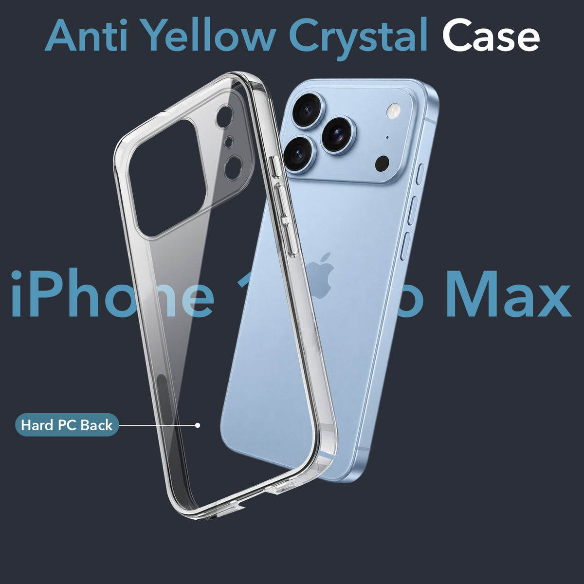 For Apple iPhone 18 Pro Max Back Cover Case Lifetime Anti-Yellow Clear (Sleek Hard Crystal | Shockproof and Camera Protection)
