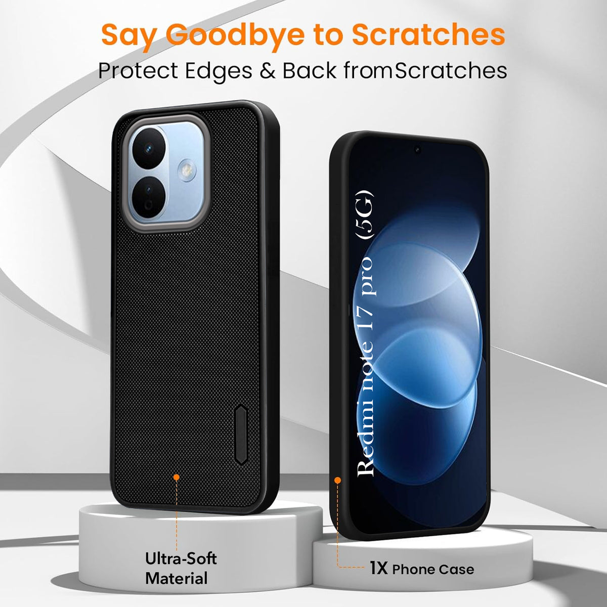 For Redmi Note 17 Pro 5G Combo with Back Cover and 9H Tempered Glass (Textured Grip Design | Micro-Fiber Cloth Inside | Oleophobic Coating Screen Glass)