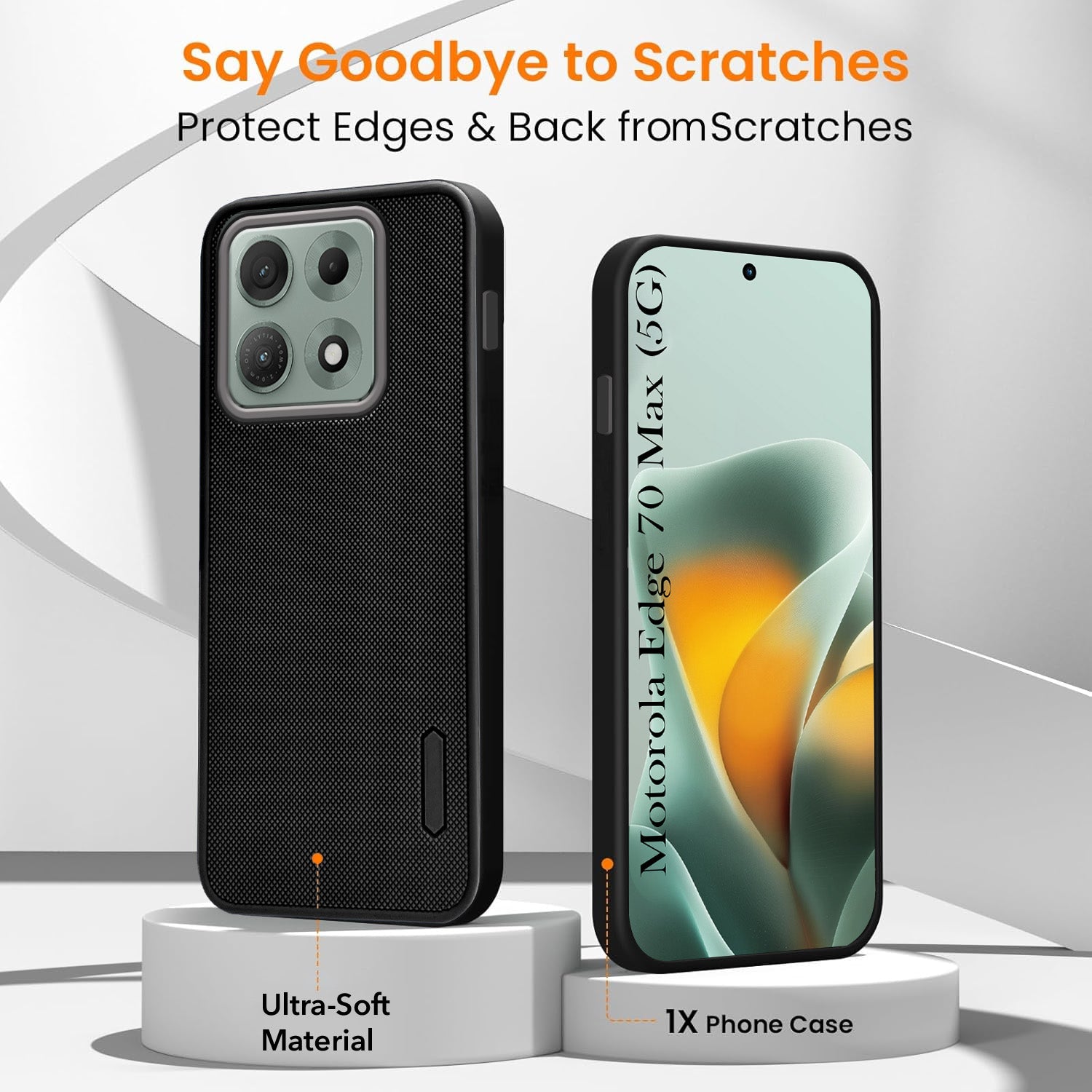 For Motorola Moto Edge 70 Max Combo with Back Cover and 9H Tempered Glass (Textured Grip Design | Micro-Fiber Cloth Inside | Oleophobic Coating Screen Glass)