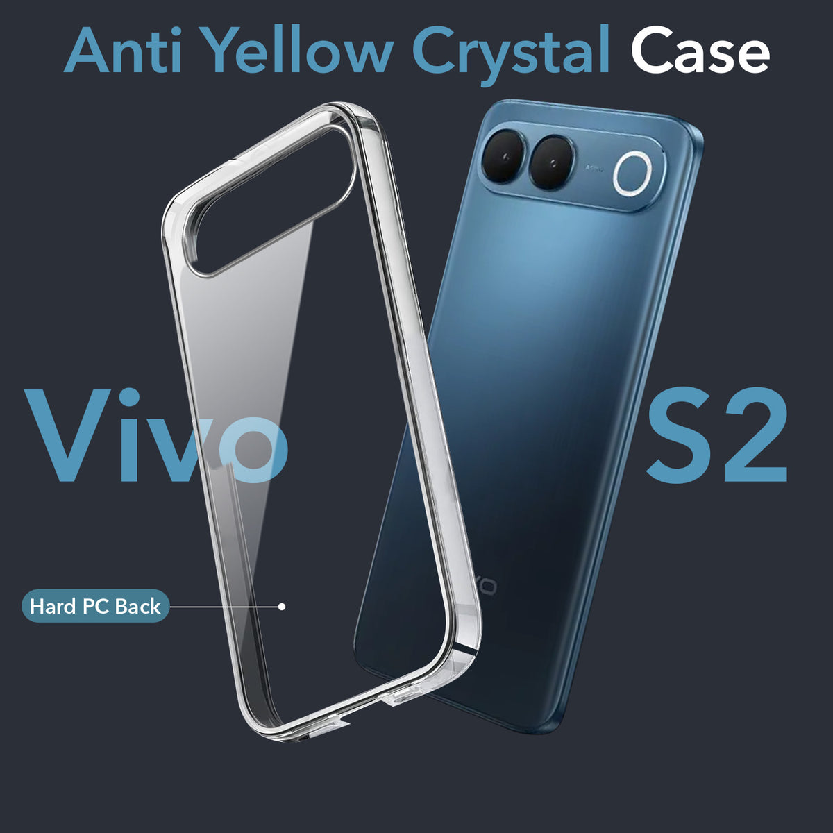 For Vivo S2 5G Back Cover Case Lifetime Anti-Yellow Clear (Sleek Hard Crystal | Shockproof and Camera Protection)