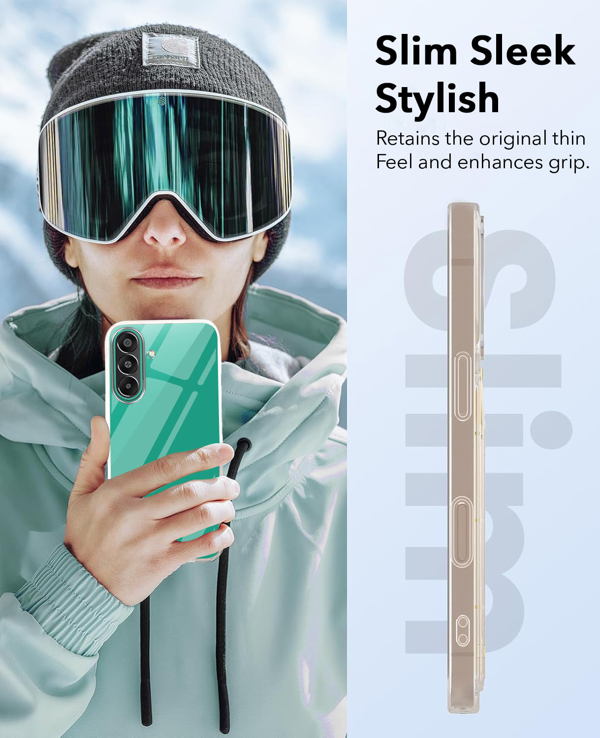 For Samsung Galaxy F70 Pro 5G Combo with Back Cover and 9H Tempered Glass (Lifetime Anti-Yellow | Sleek Hard Crystal | Oleophobic Coating Screen Glass)
