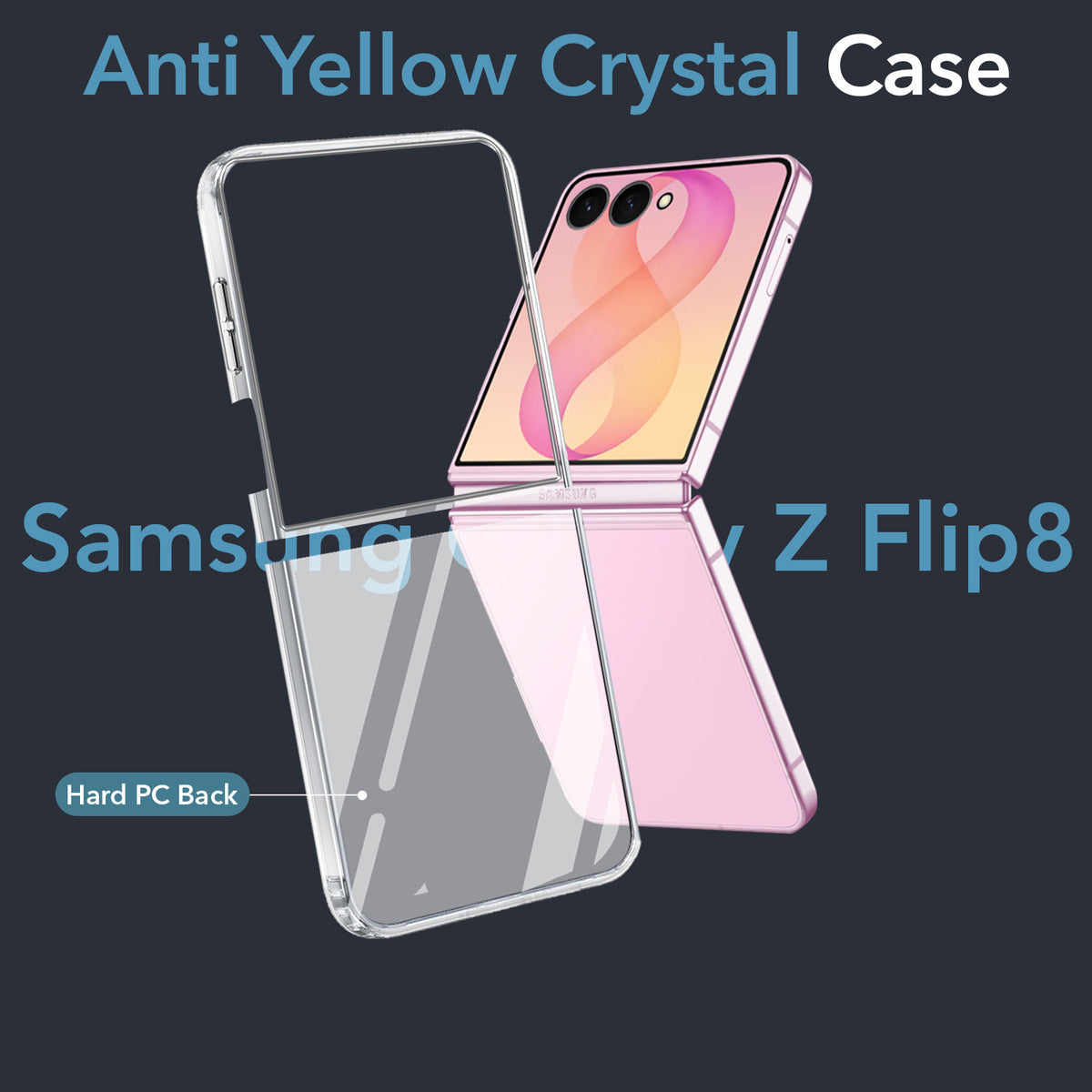 For Samsung Galaxy Z Flip 8 Back Cover Case (Hard Anti Yellow Clear Case | Sleek Hard Crystal Clear | Drop & Camera Protection | Shockproof