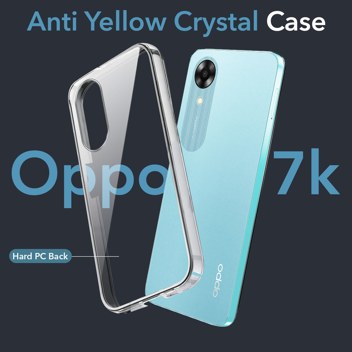For Oppo A17K Back Cover Case Lifetime Anti-Yellow Clear (Sleek Hard Crystal | Shockproof and Camera Protection)