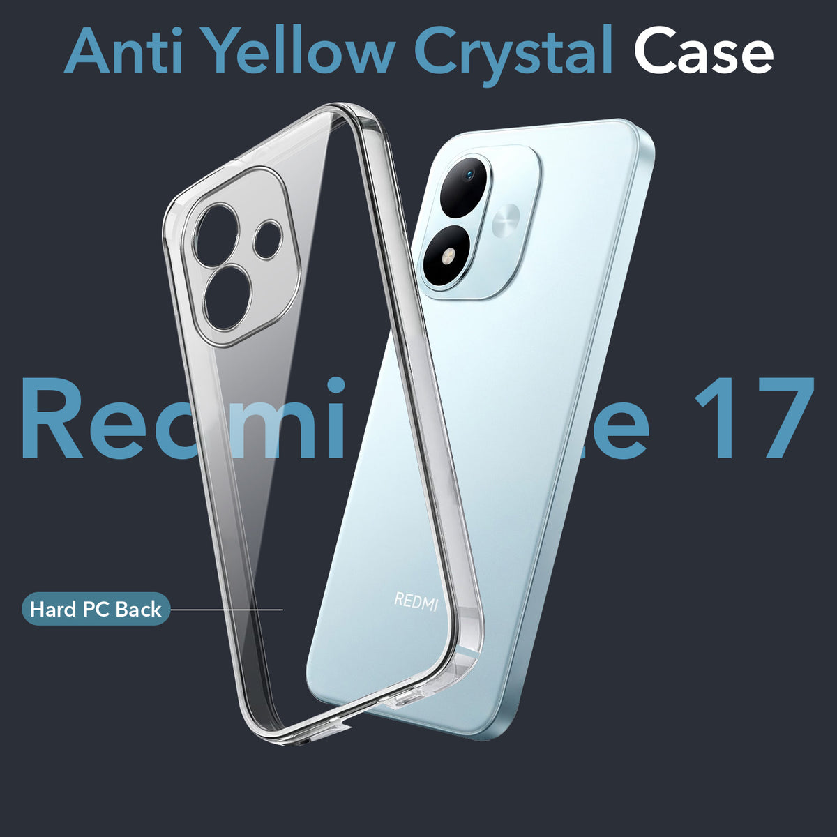 For Redmi Note 17 5G Back Cover Case Lifetime Anti-Yellow Clear (Sleek Hard Crystal | Shockproof and Camera Protection)