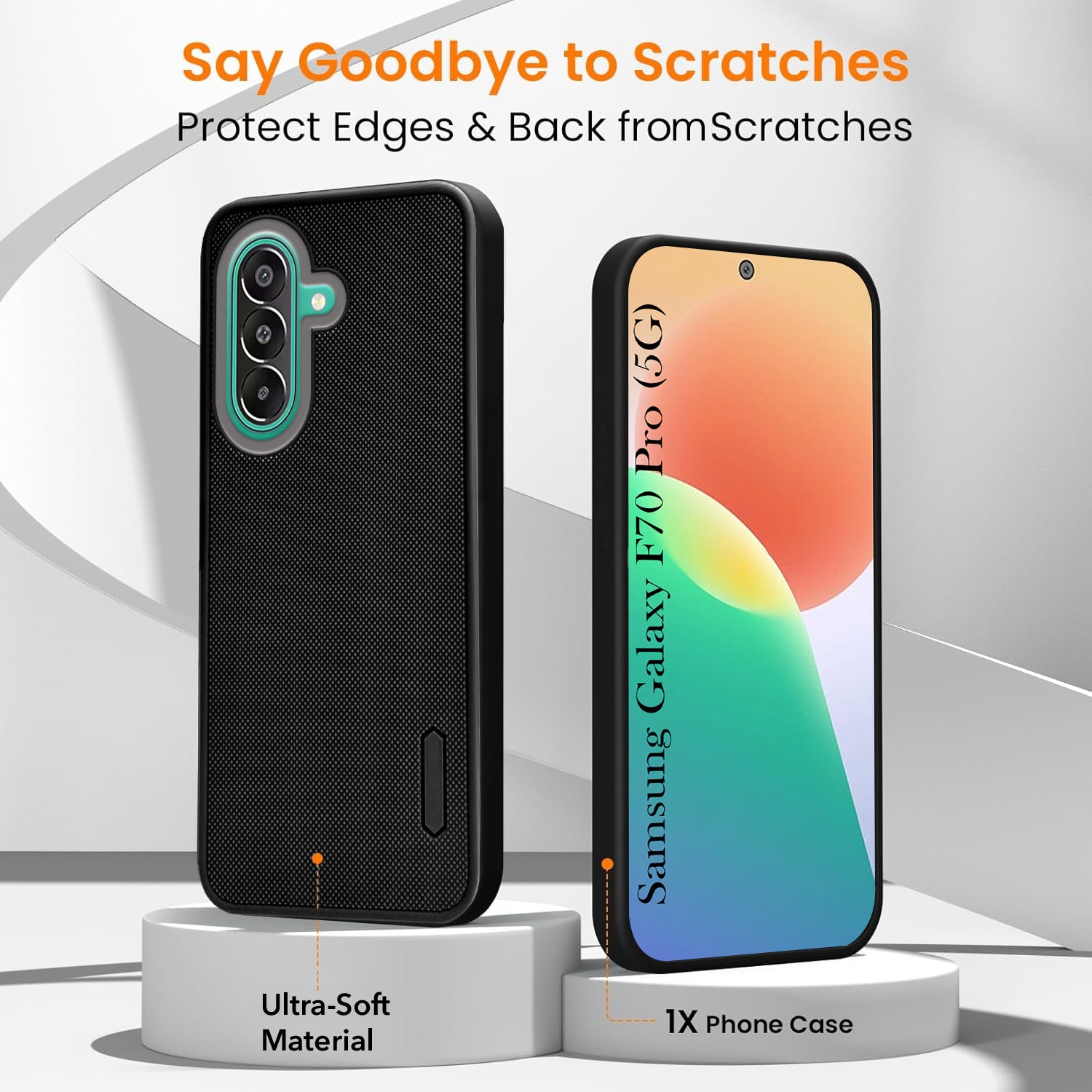 For Samsung Galaxy F70 Pro 5G Combo (Textured Grip Design | Micro-Fiber Cloth Inside | Oleophobic Coating Screen Glass)