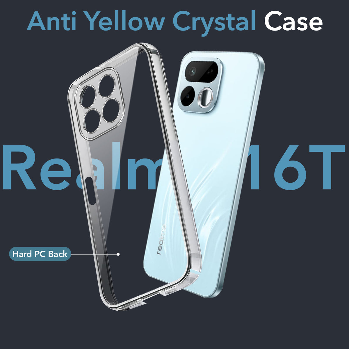 For Realme 16T 5G Back Cover Case Lifetime Anti-Yellow Clear (Sleek Hard Crystal | Shockproof and Camera Protection)