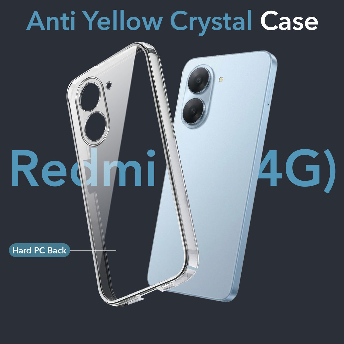 For Redmi A7 4G Back Cover Case Lifetime Anti-Yellow Clear (Sleek Hard Crystal | Shockproof and Camera Protection)