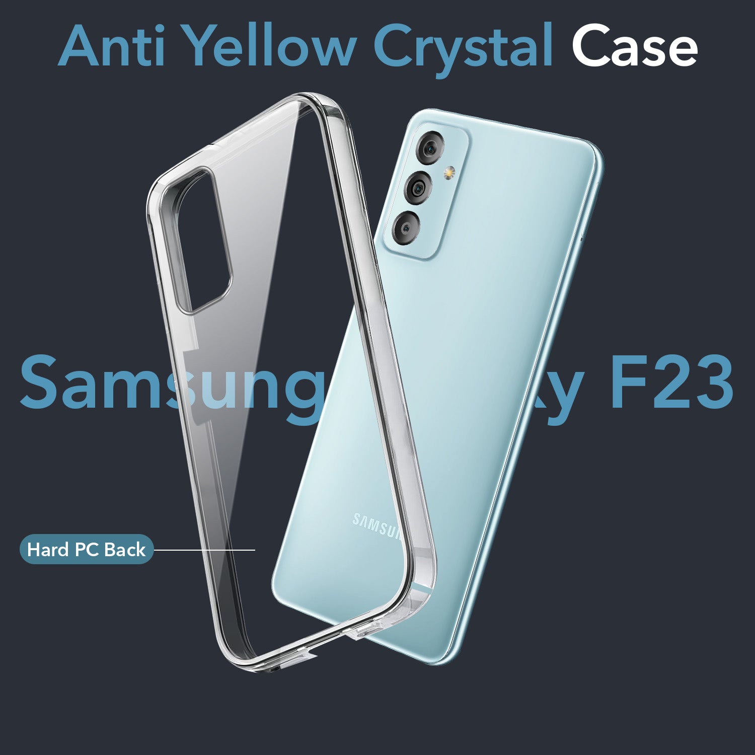 For Samsung Galaxy F23 5G Back Cover Case Lifetime Anti-Yellow Clear (Sleek Hard Crystal | Shockproof and Camera Protection)