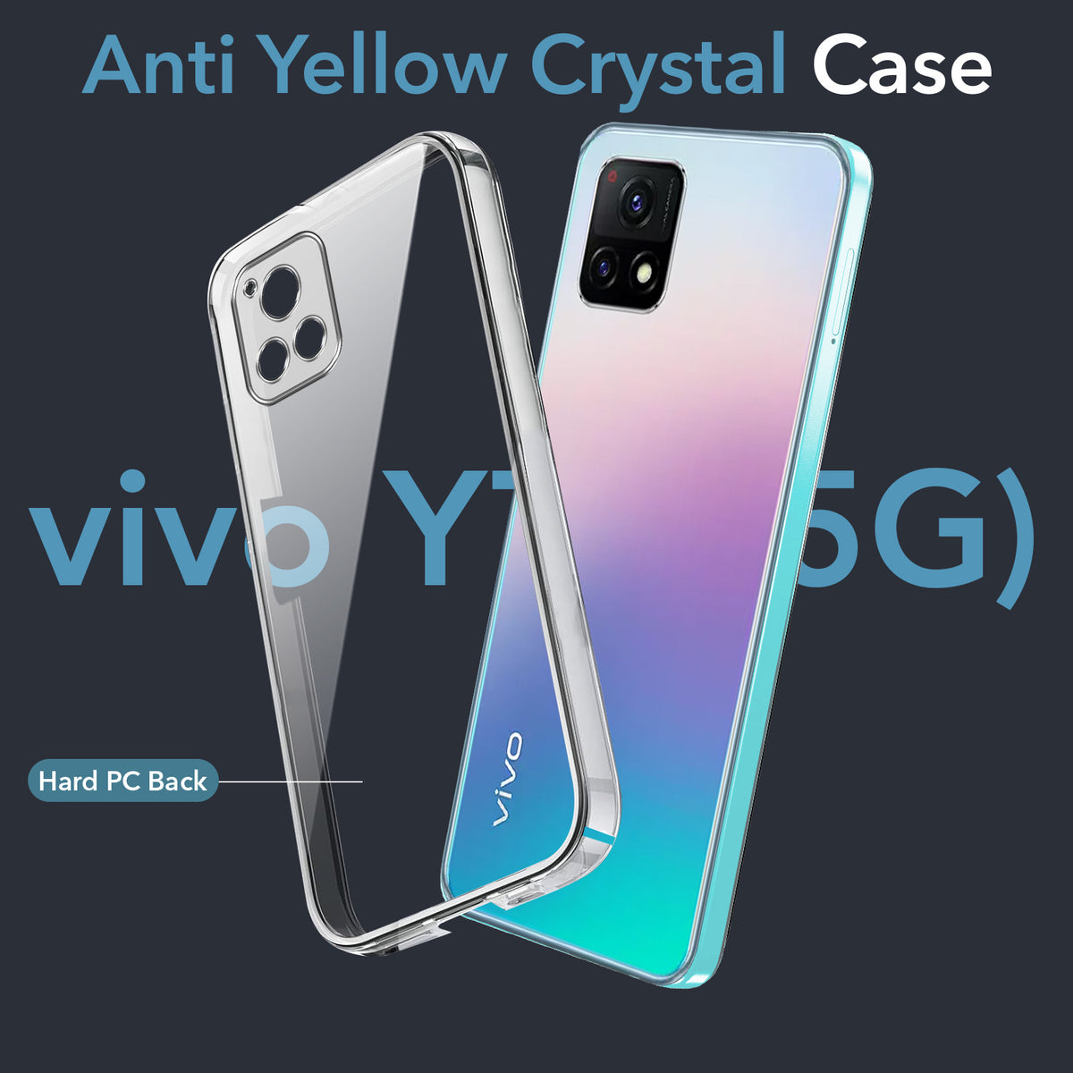 For Vivo Y72 5G | Y31s 5G Back Cover Case Lifetime Anti-Yellow Clear (Sleek Hard Crystal | Shockproof and Camera Protection)