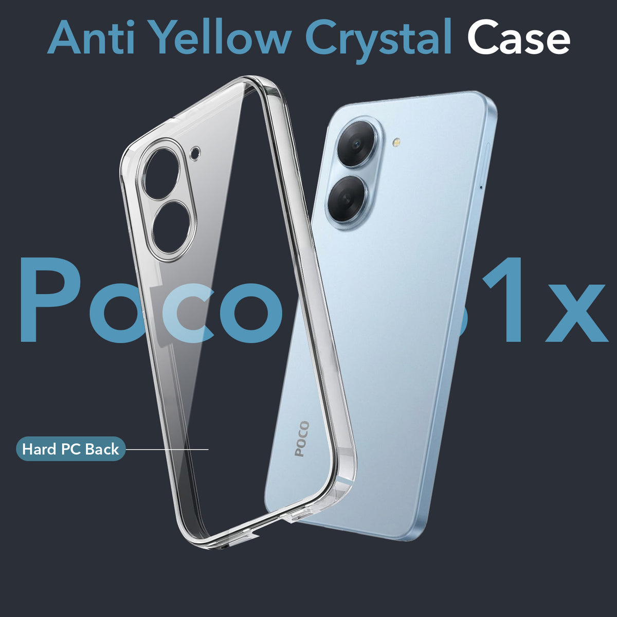 For Poco C81x Back Cover Case Lifetime Anti-Yellow Clear (Sleek Hard Crystal | Shockproof and Camera Protection)