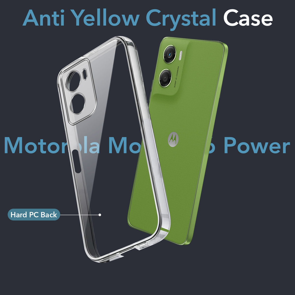 For Motorola Moto G06 Power Back Cover Case Lifetime Anti-Yellow Clear (Sleek Hard Crystal | Shockproof and Camera Protection)