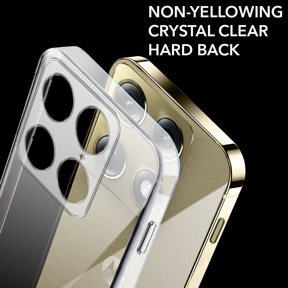 For Motorola Moto Signature 5G Back Cover Case Lifetime Anti-Yellow Clear (Sleek Hard Crystal | Shockproof and Camera Protection)