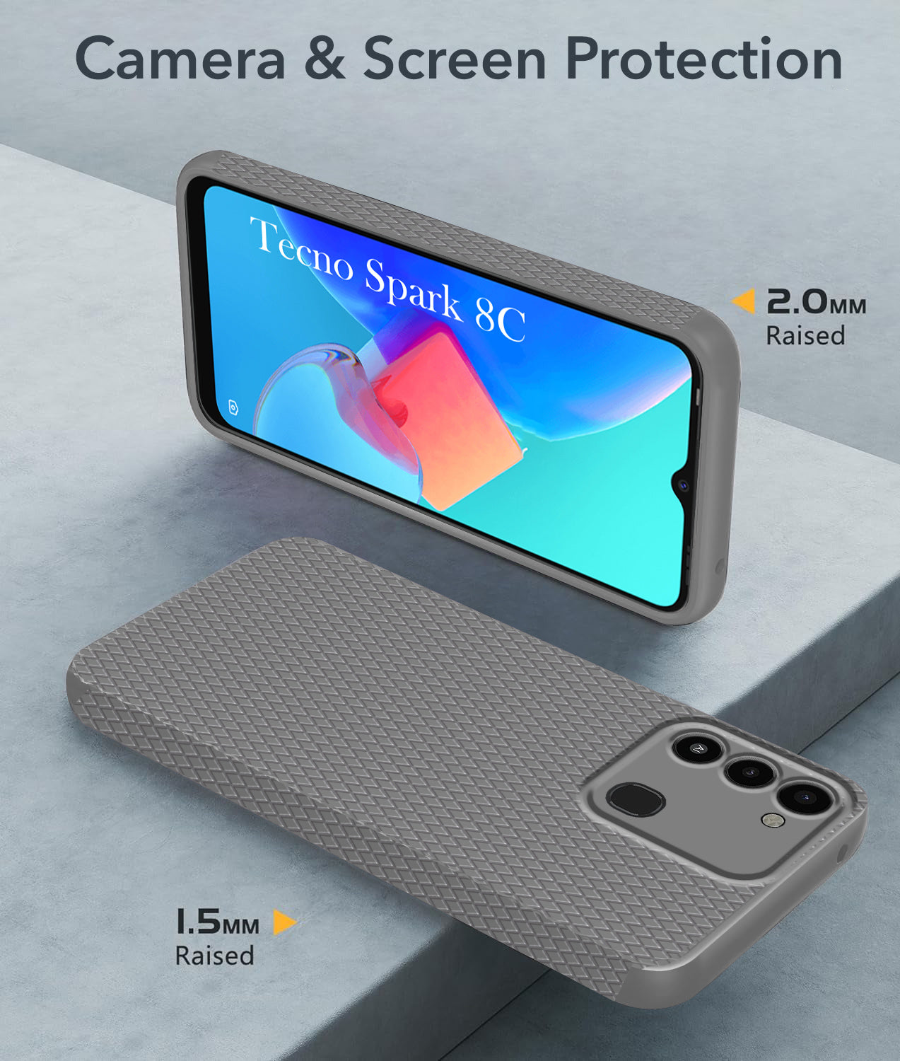 For Tecno Spark 8C Back Cover Case (Liquid Silicone | Side Grip | Camera Protection)