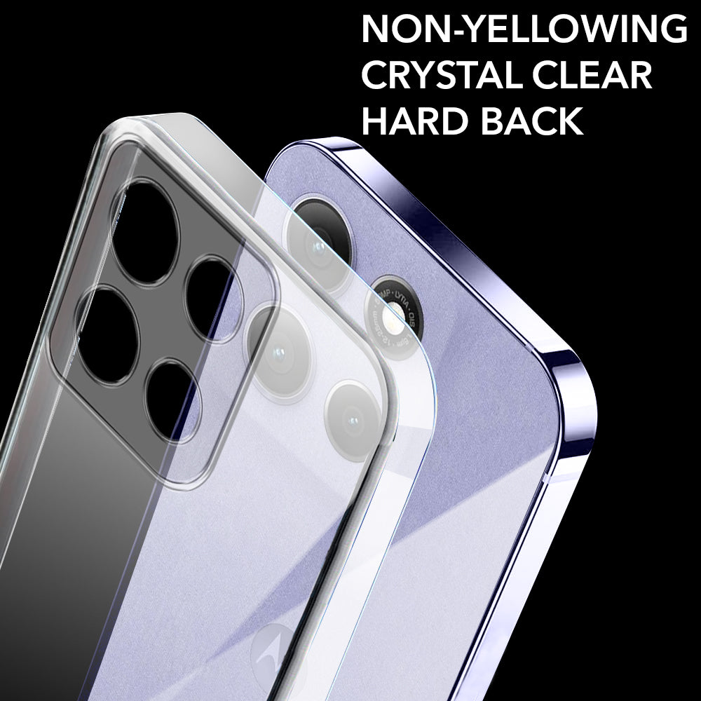 For Motorola Moto G86 Power Back Cover Case Lifetime Anti-Yellow Clear (Sleek Hard Crystal | Shockproof and Camera Protection)